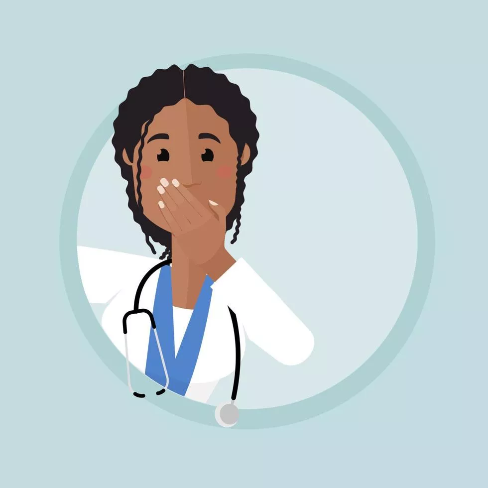 African american doctor peeps around