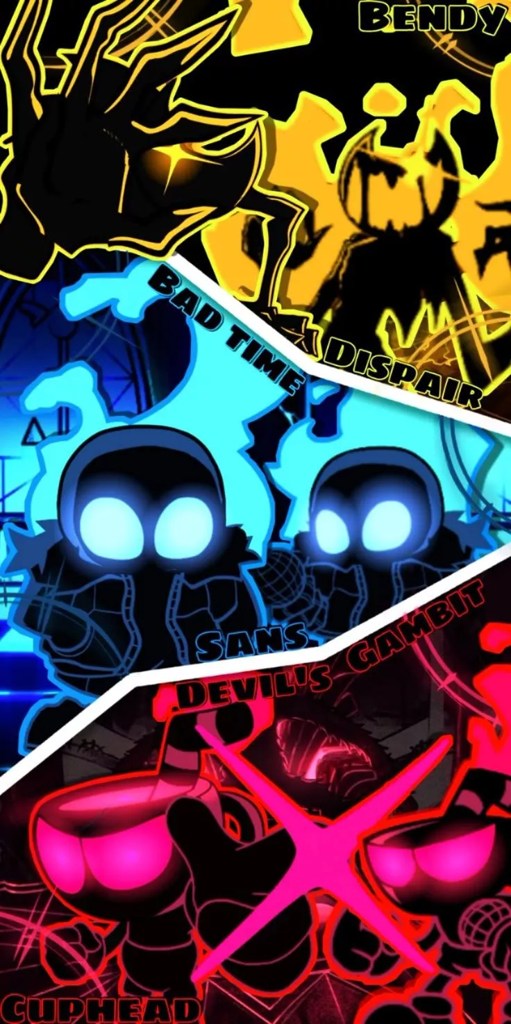 Nightmare Cuphead, Sans, Bendy Wallpaper