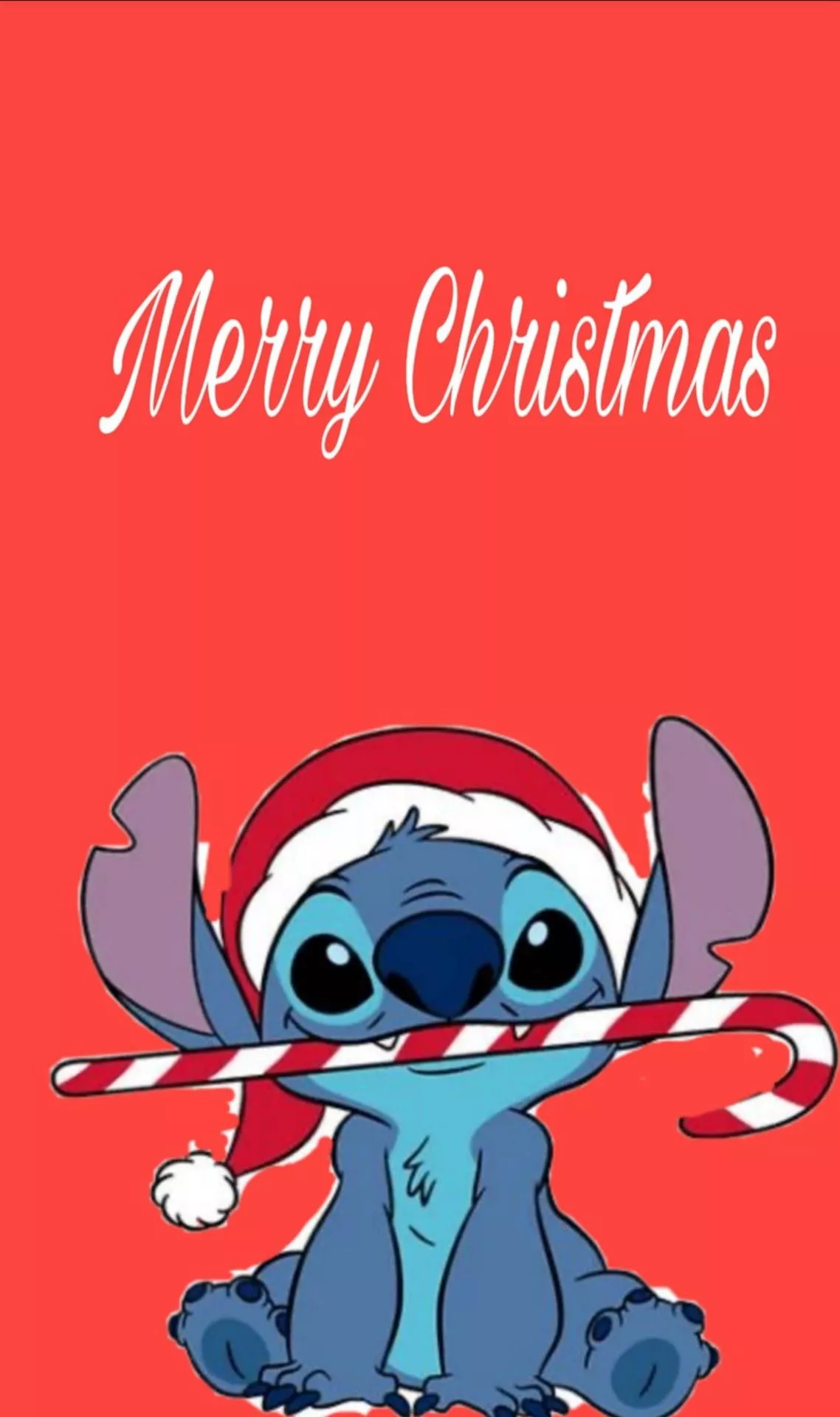 Red Merry Christmas Stitch Wallpaper