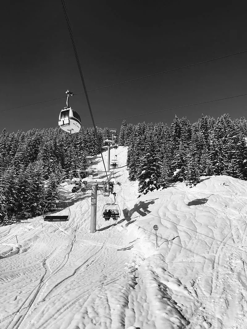Mountains, ski lift, snow, winter