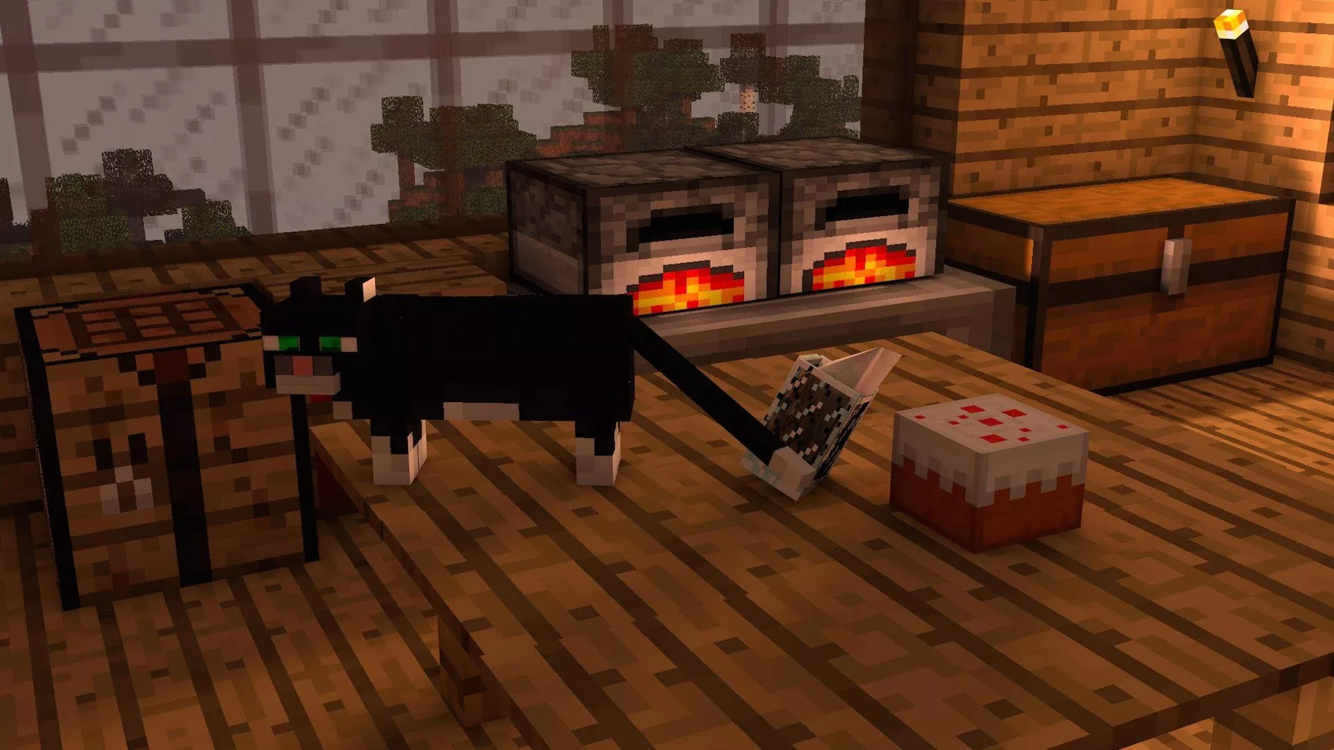 Download Minecraft Aesthetic Black Cat Boxes Wallpaper