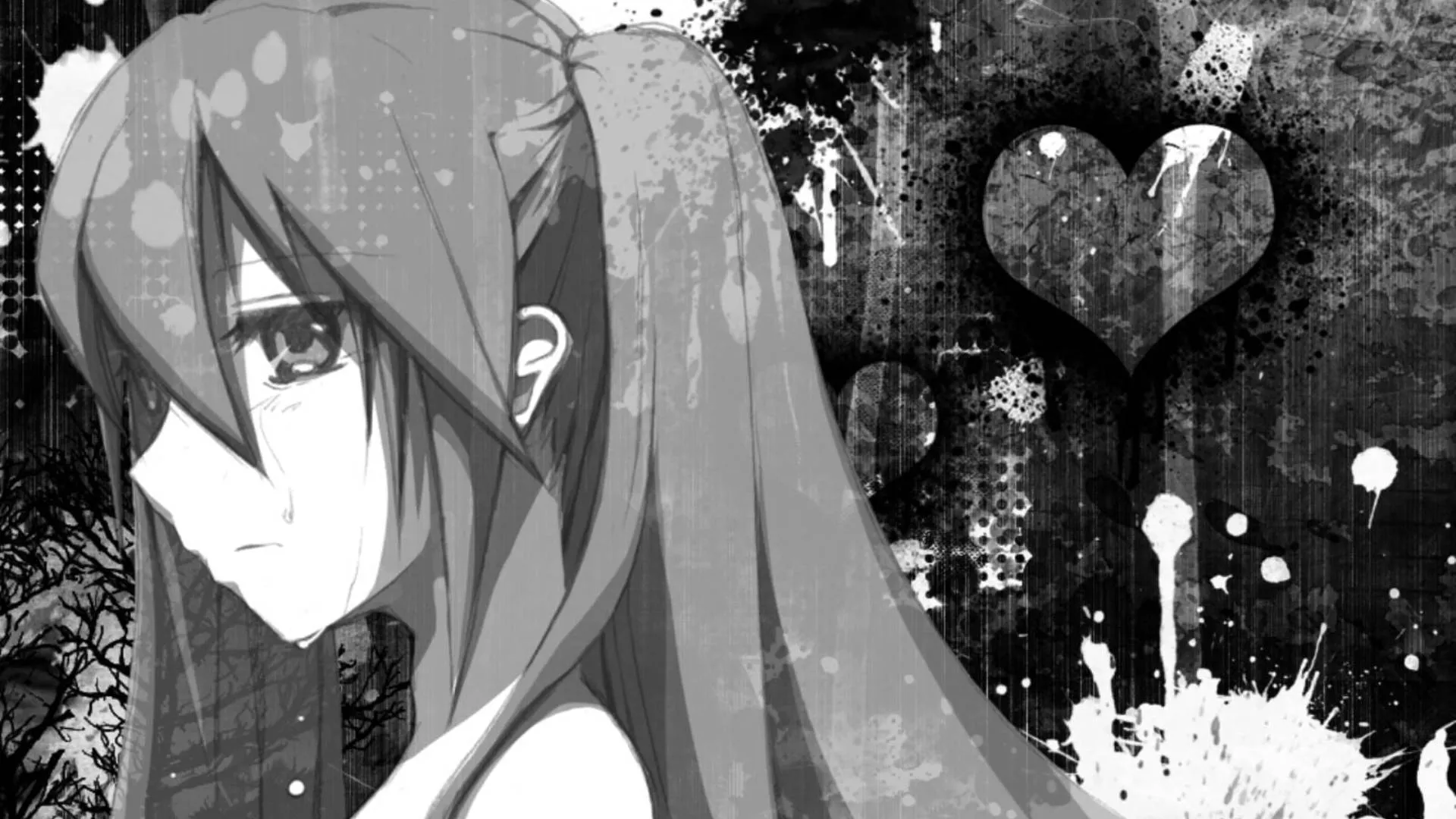Sad Anime Girl Black And White HD