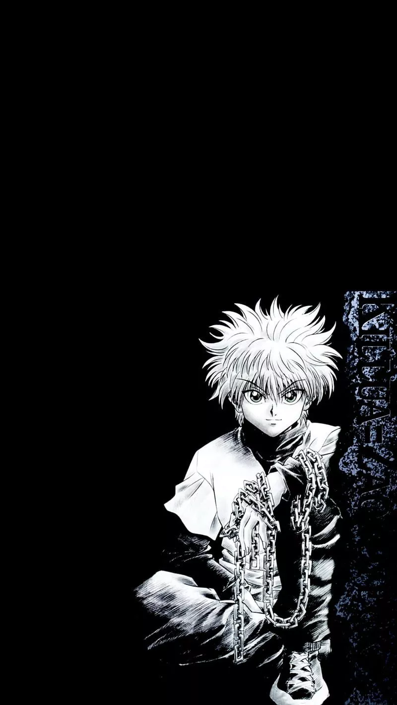 Killua Zoldyck, black and white, blue