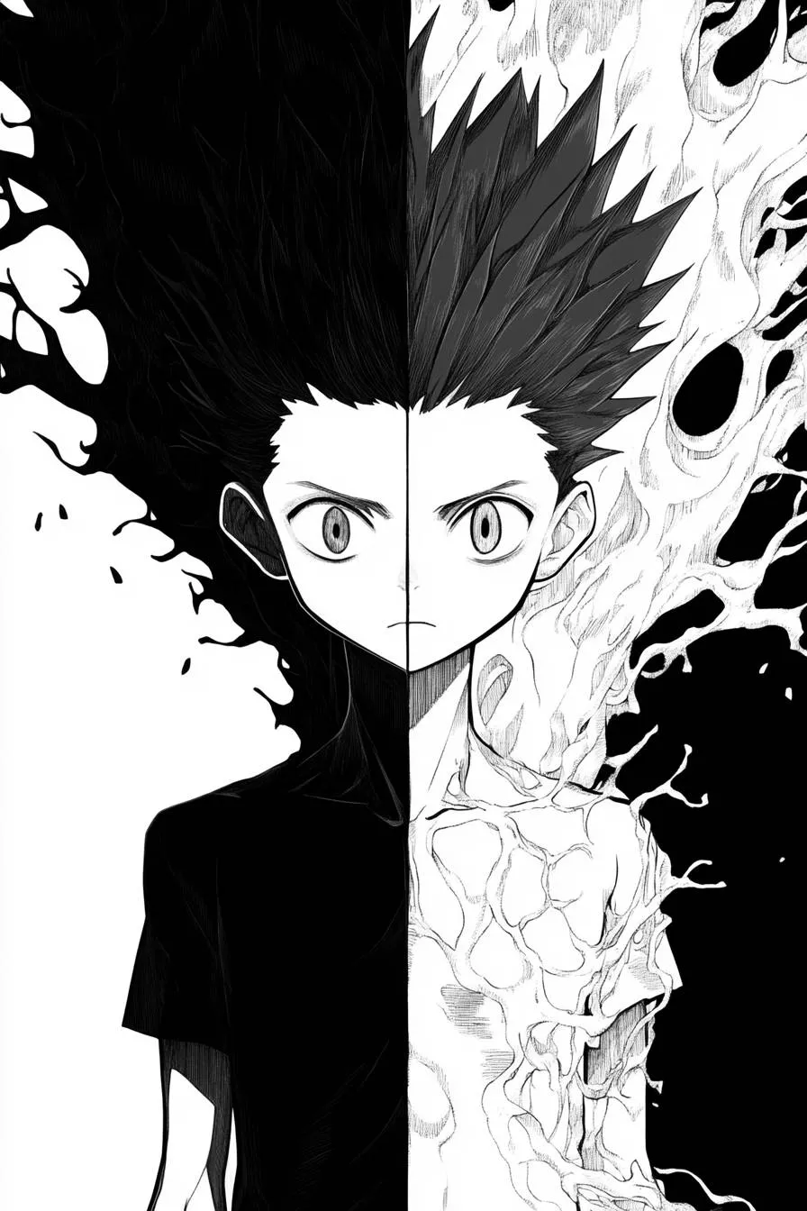 white illustration features Gon Freecss