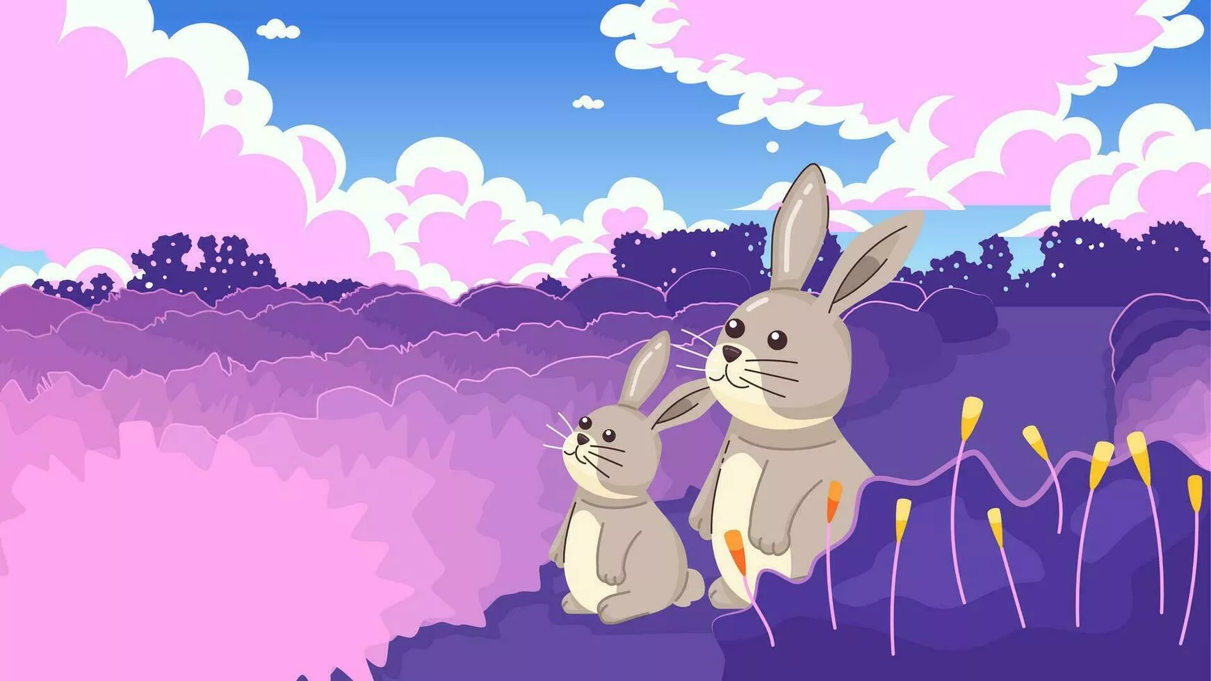 Kawaii rabbits cute chill lo fi