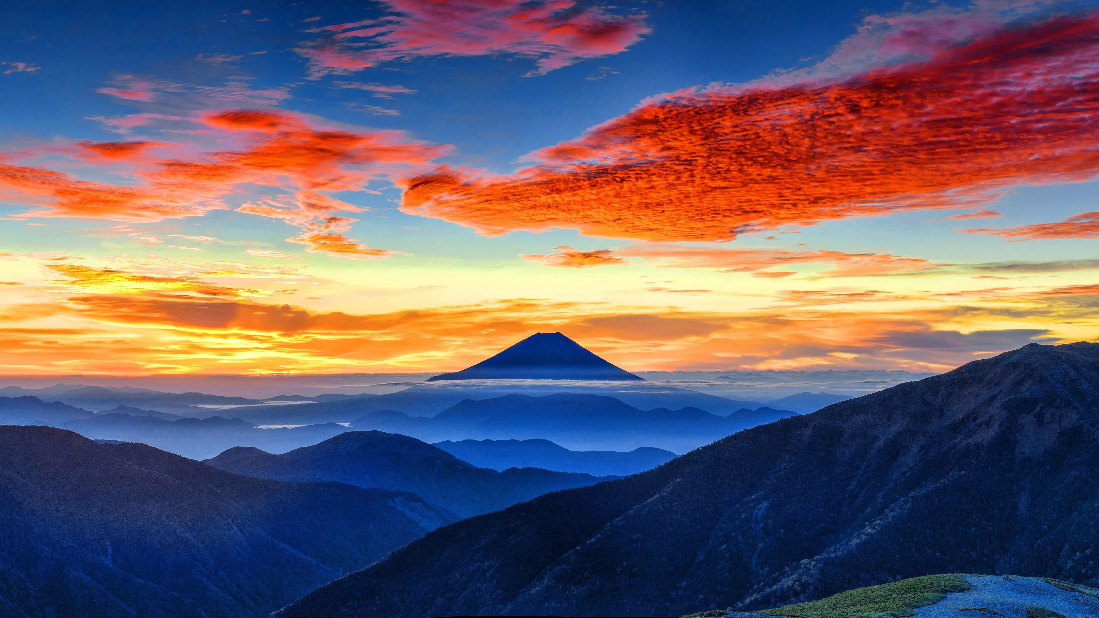 Mountains Sunrise Landscape Clouds Sky