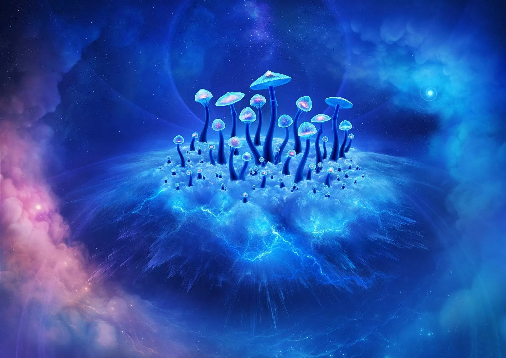 Download Blue Mushrooms On Psychedelic
