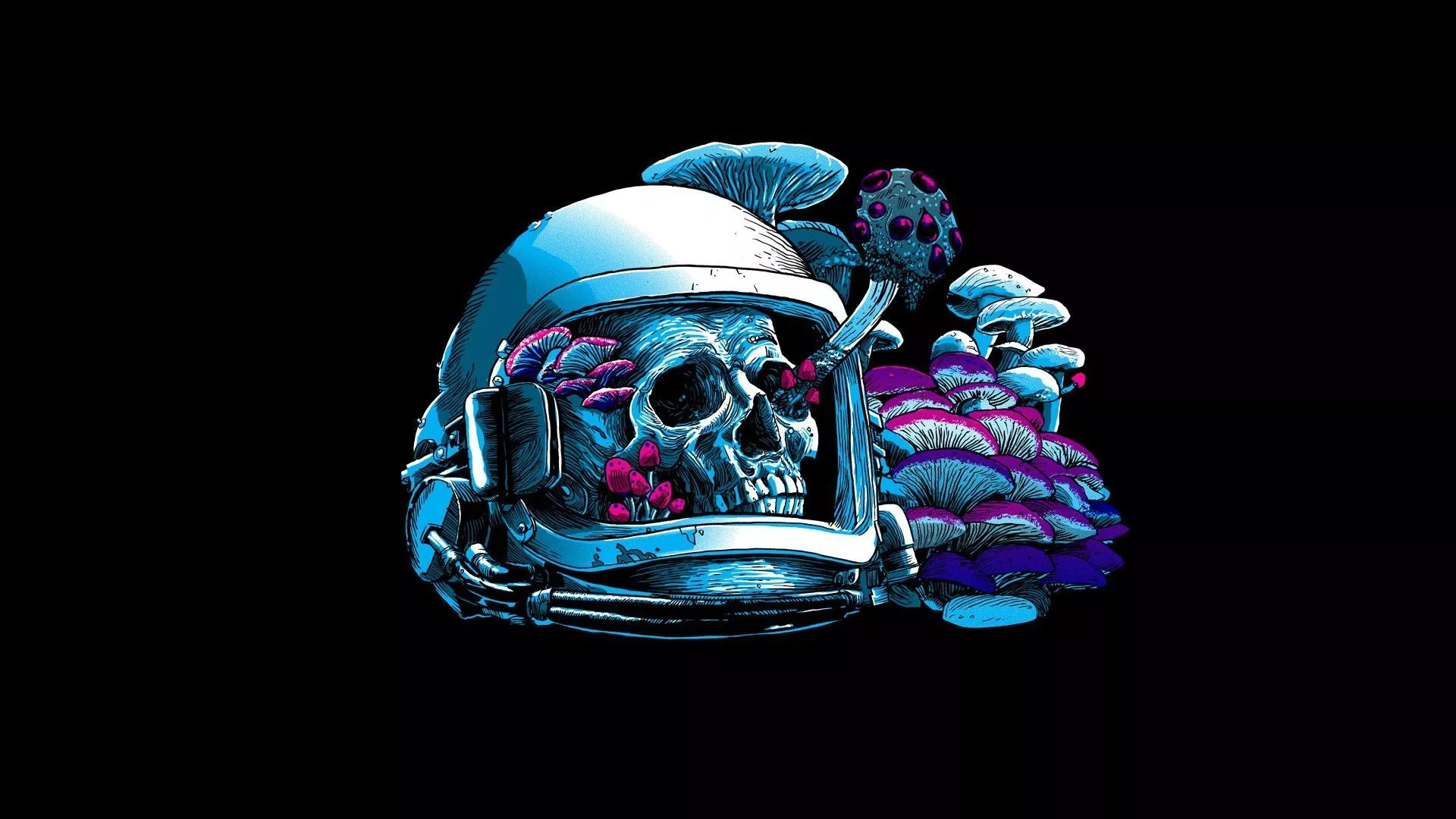 Blue Astronaut Skull HD Wallpaper
