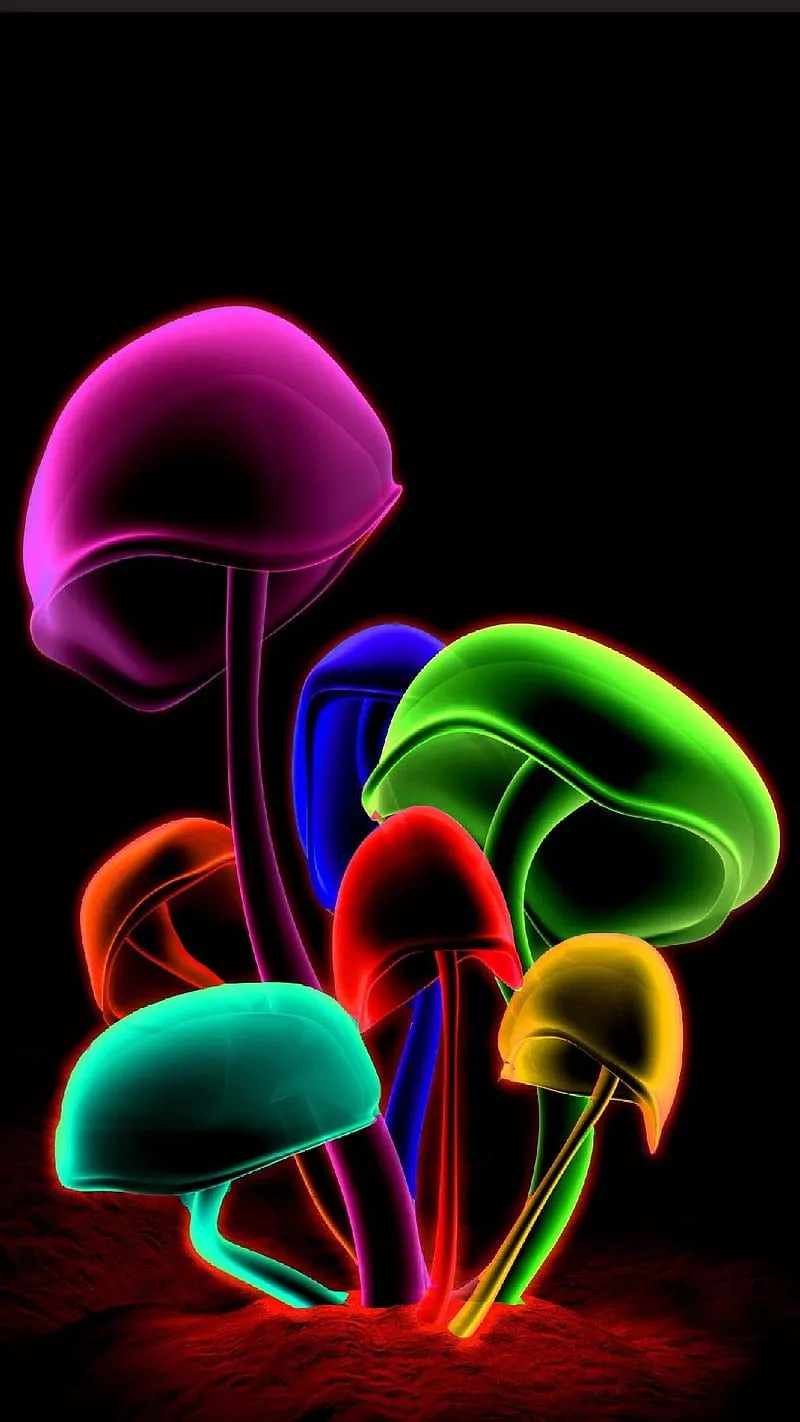 HD neon mushroom wallpaper