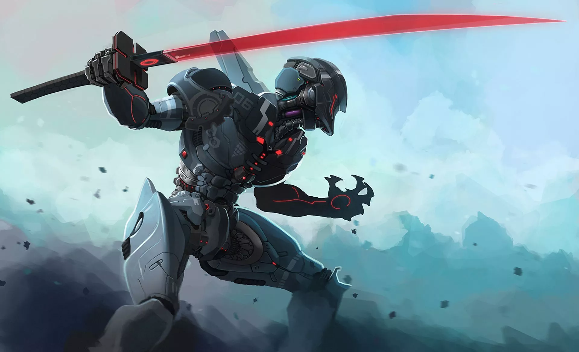 Wallpaper sword, robot, cyborg