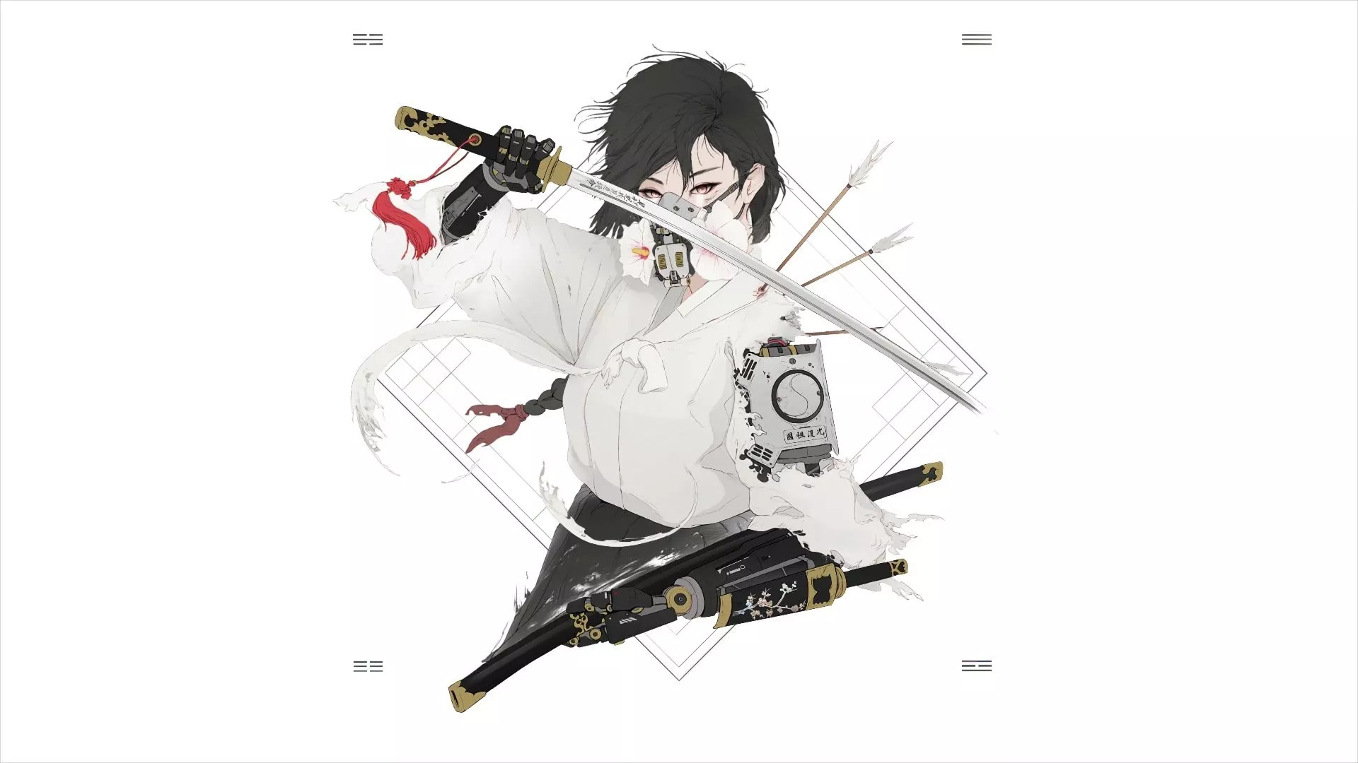 Cyborg Samurai Girl Mask Live Wallpaper