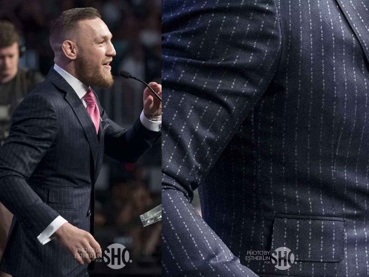 suit to Mayweather vs. McGregor kickoff