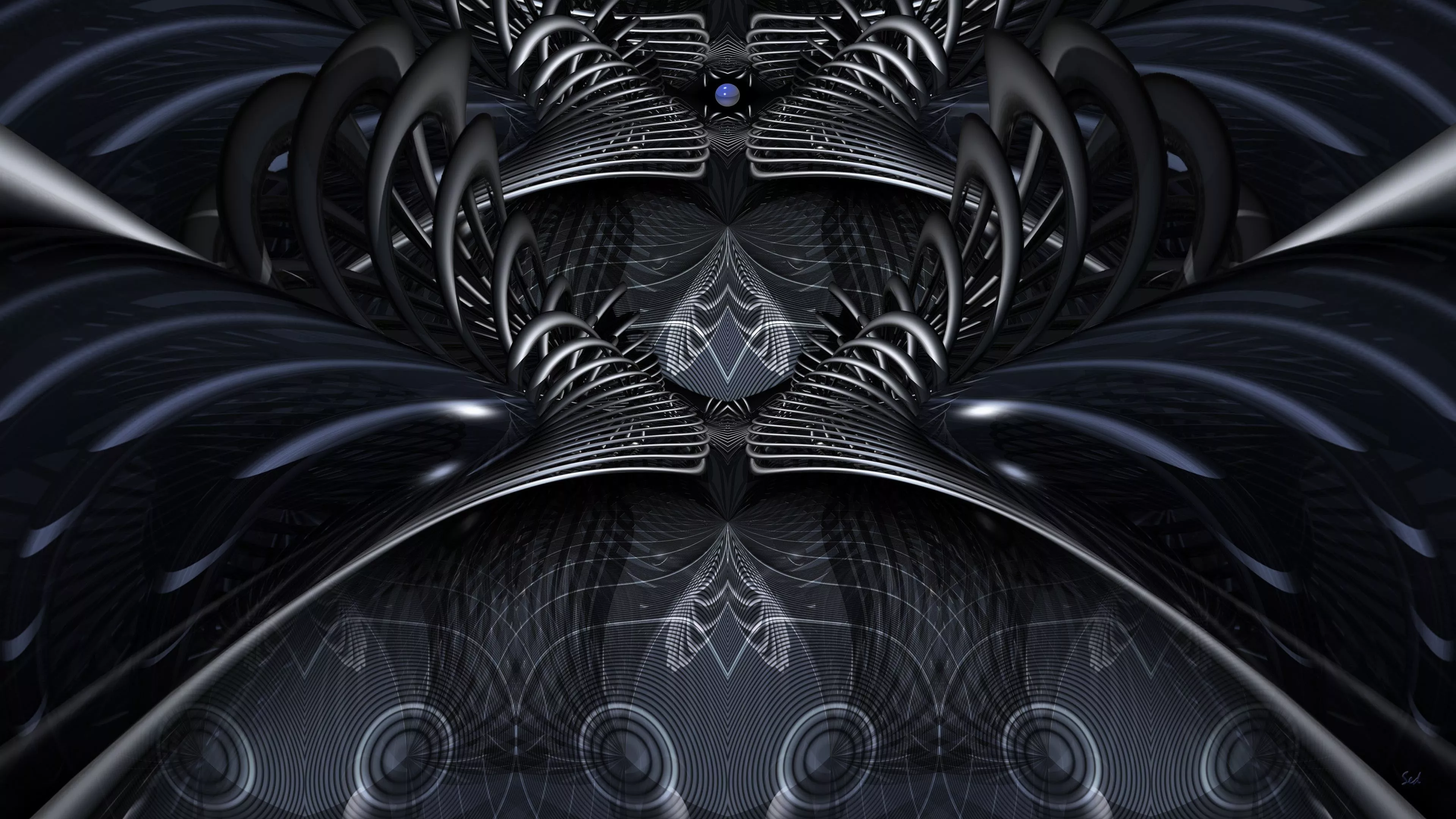 Black Lines Fractal Pattern Volume 4K