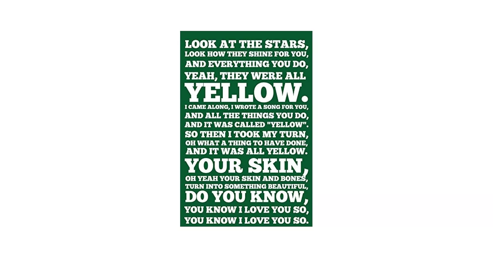 Coldplay Lyrics Typographic Poster