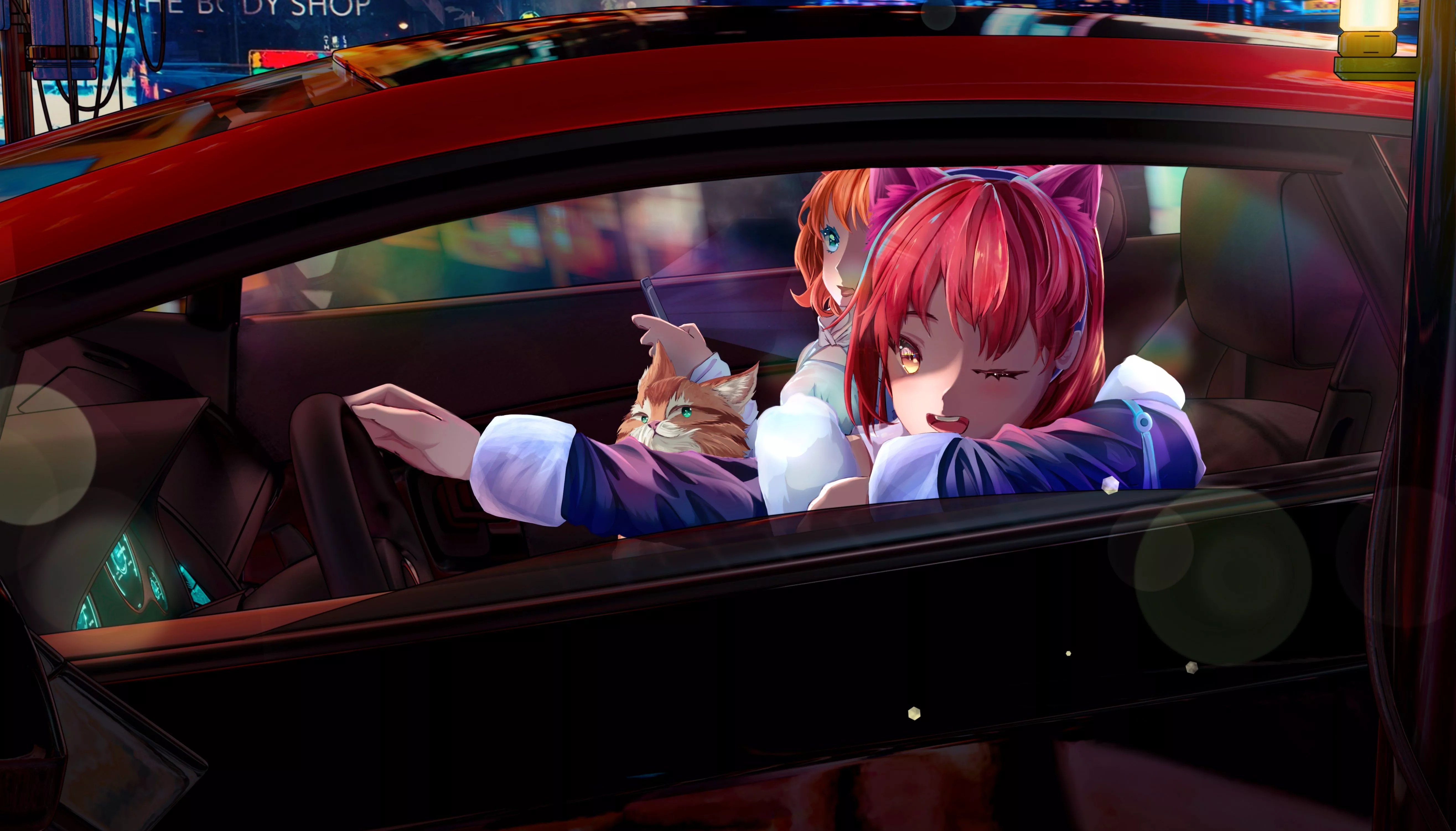 Anime Girl Anime Car Anime Night