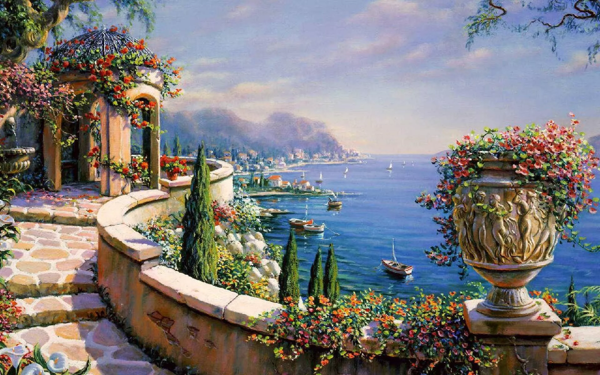 Ocean View Deck in Italy Wallpaper