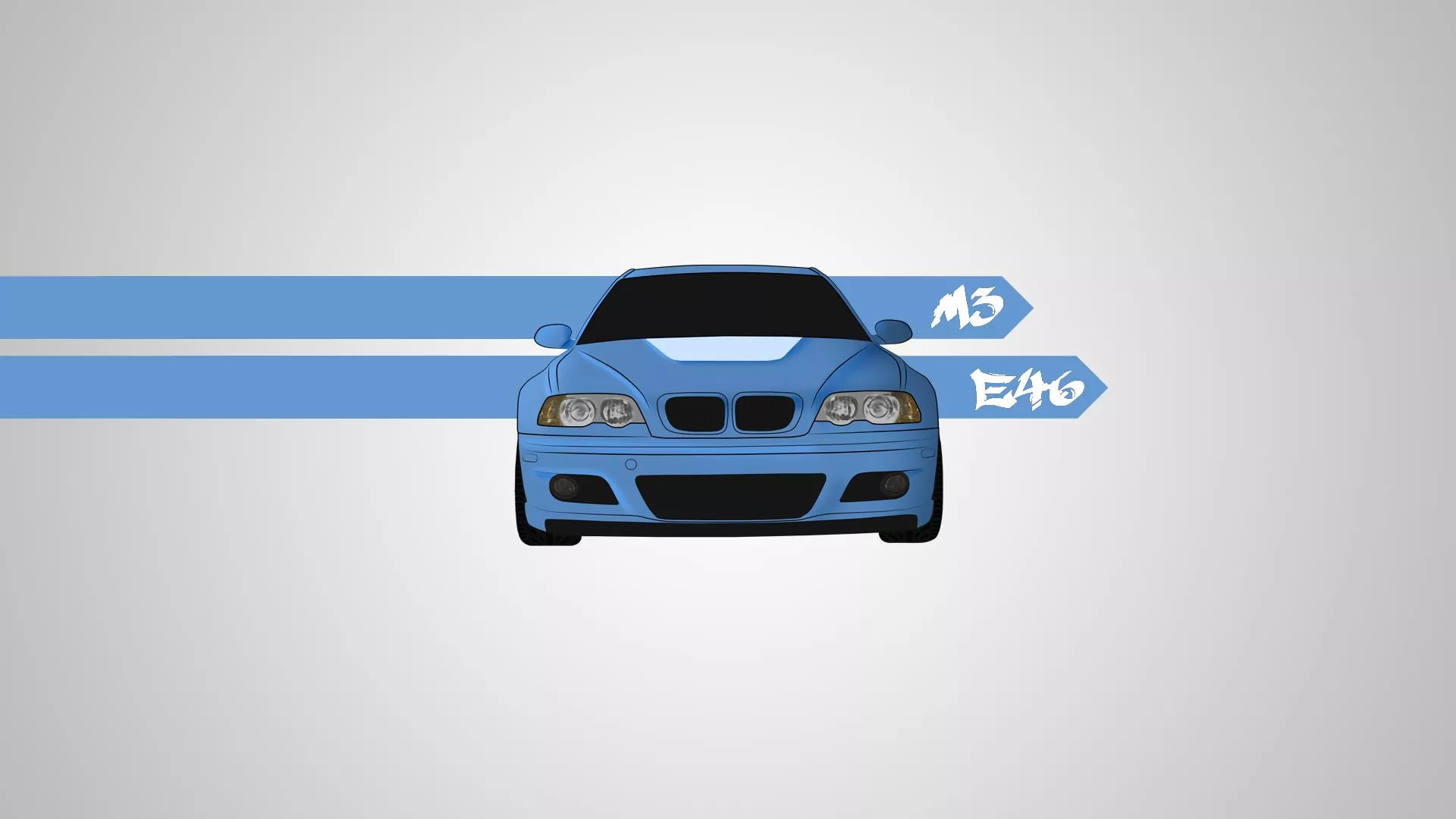 Wallpaper blue, vector, art, Bmw, e46 for mobile and desktop, section минимализм, resolution 1920x1080