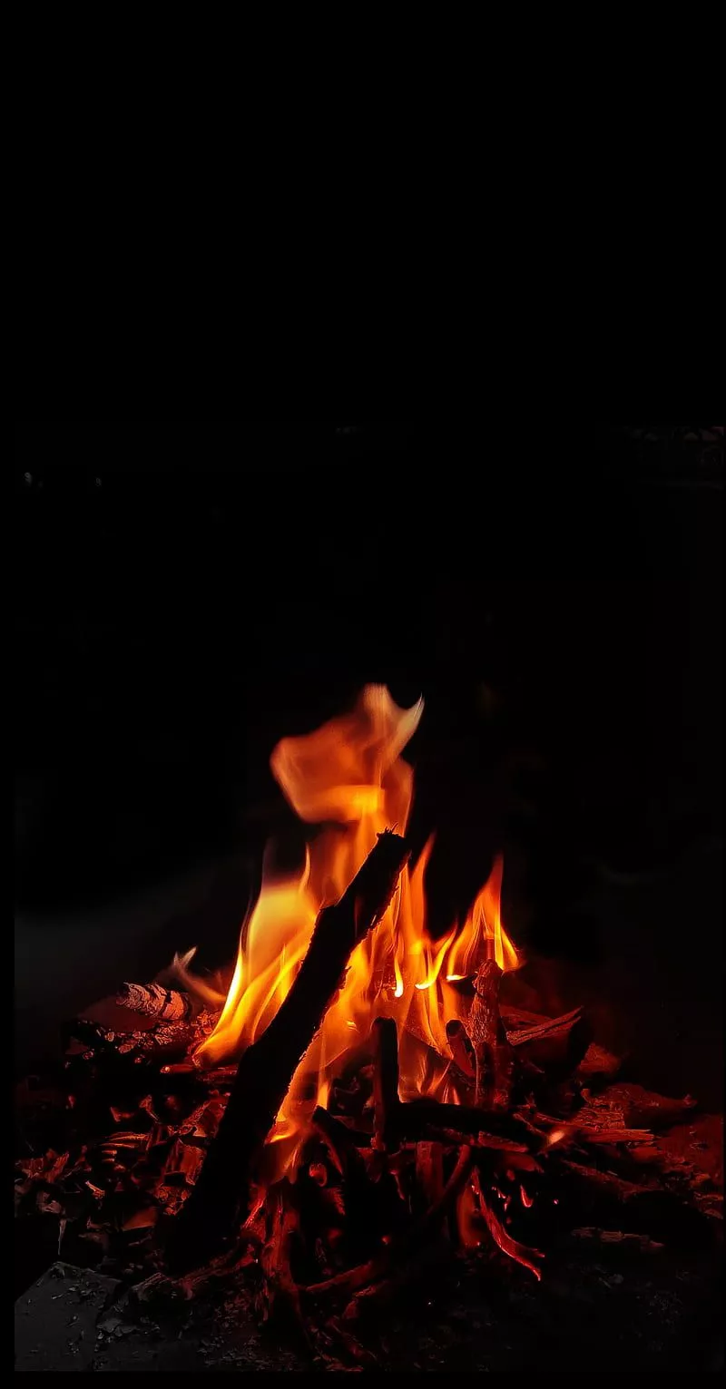 Burning Desire, black, bonfire, camp, dark, fire, fireplace, flame, light, music, HD phone wallpaper