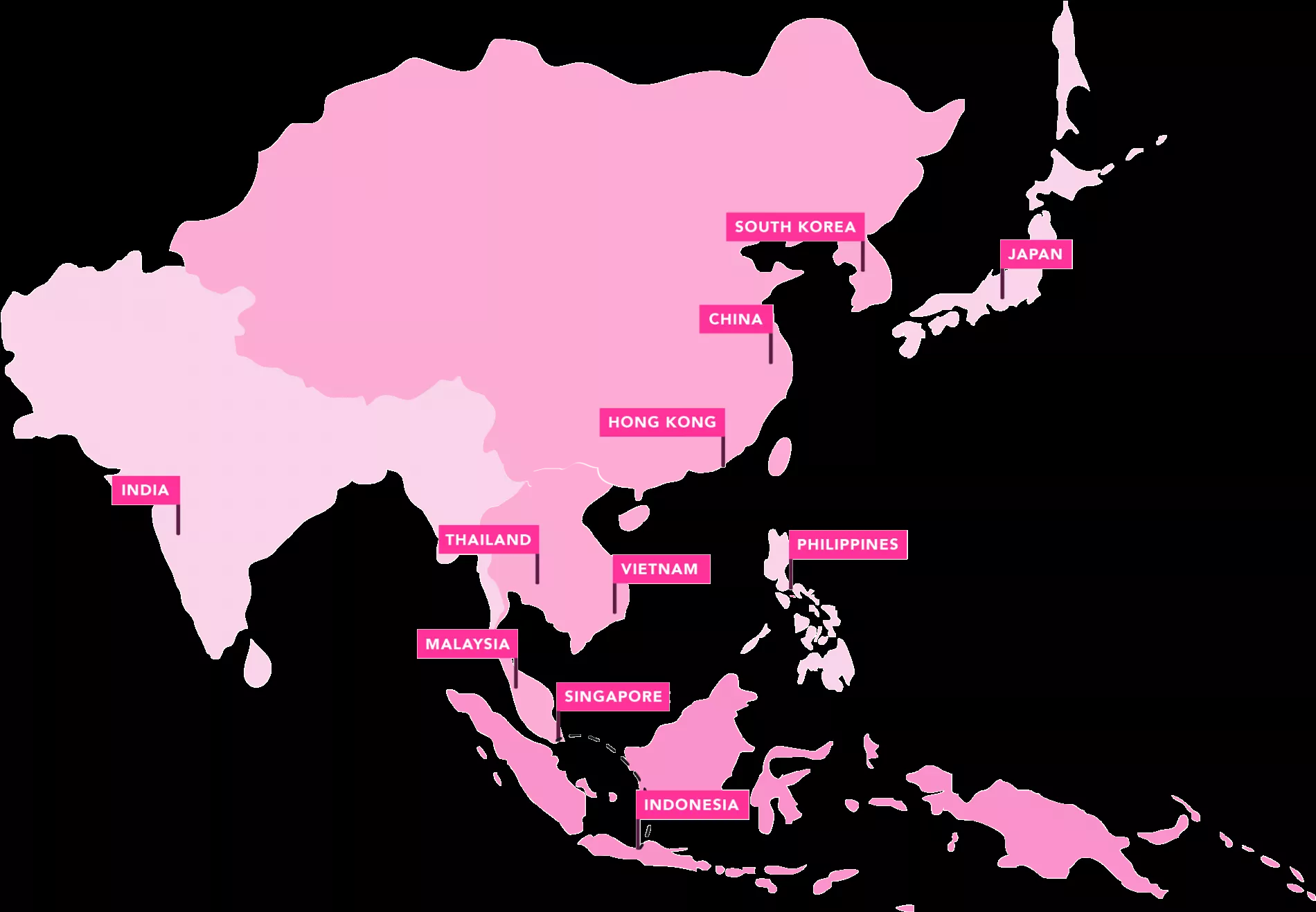 Download East Asia Map Pink Highlighted