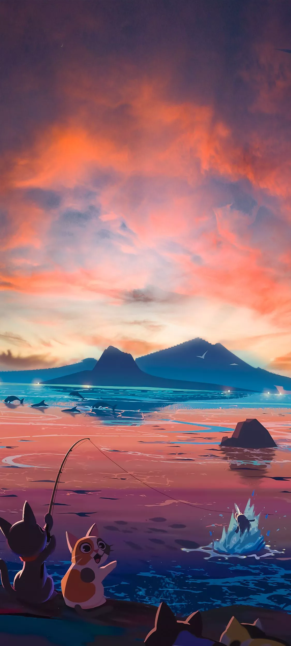 IPHONE WALLPAPER Fishing Cats