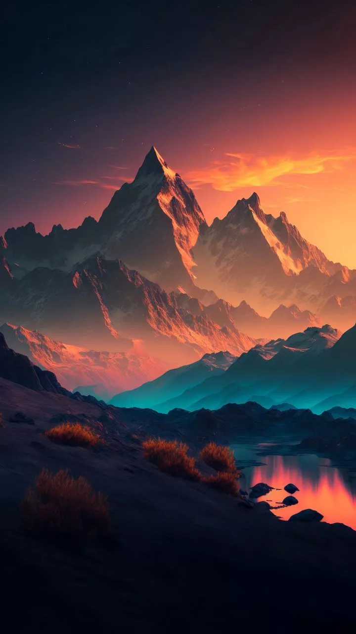 free 4K wallpaper mountain, ai, nature