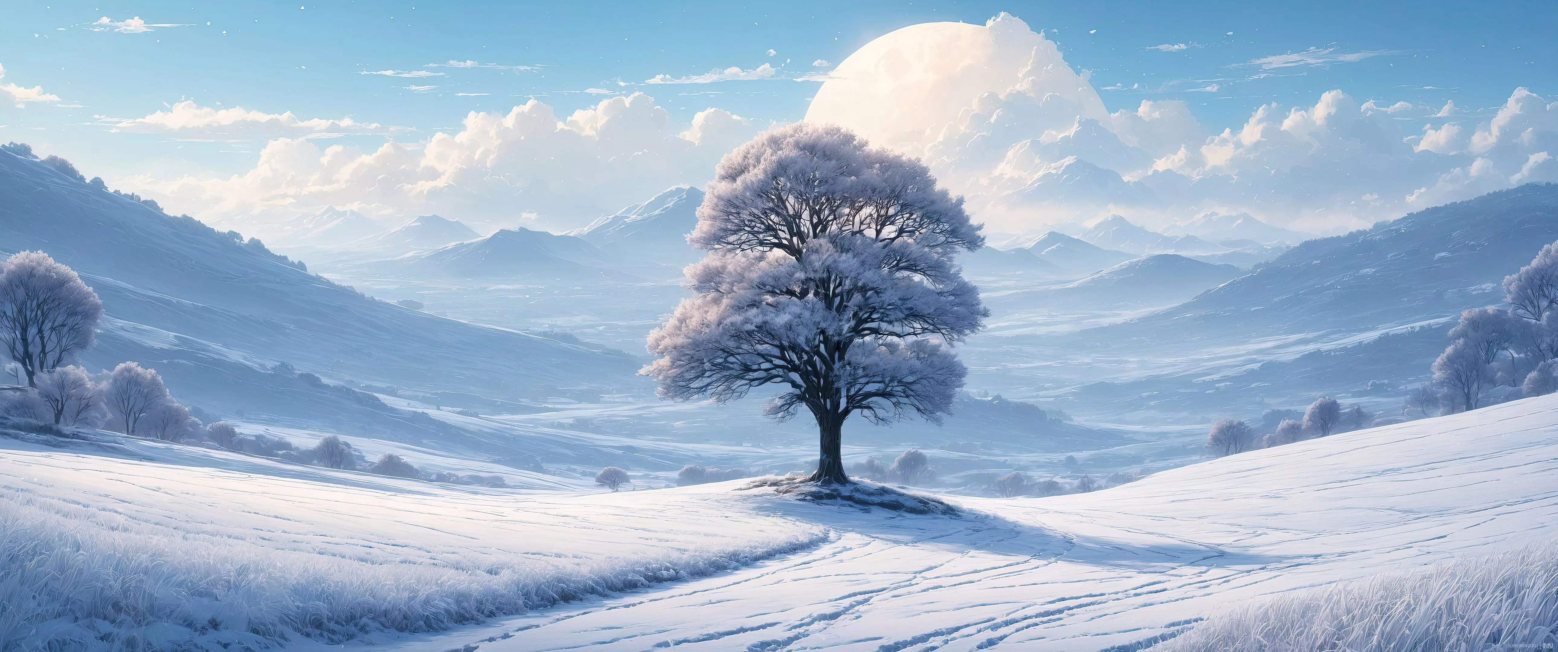 Melancholic winter landscapes 21:9 AI