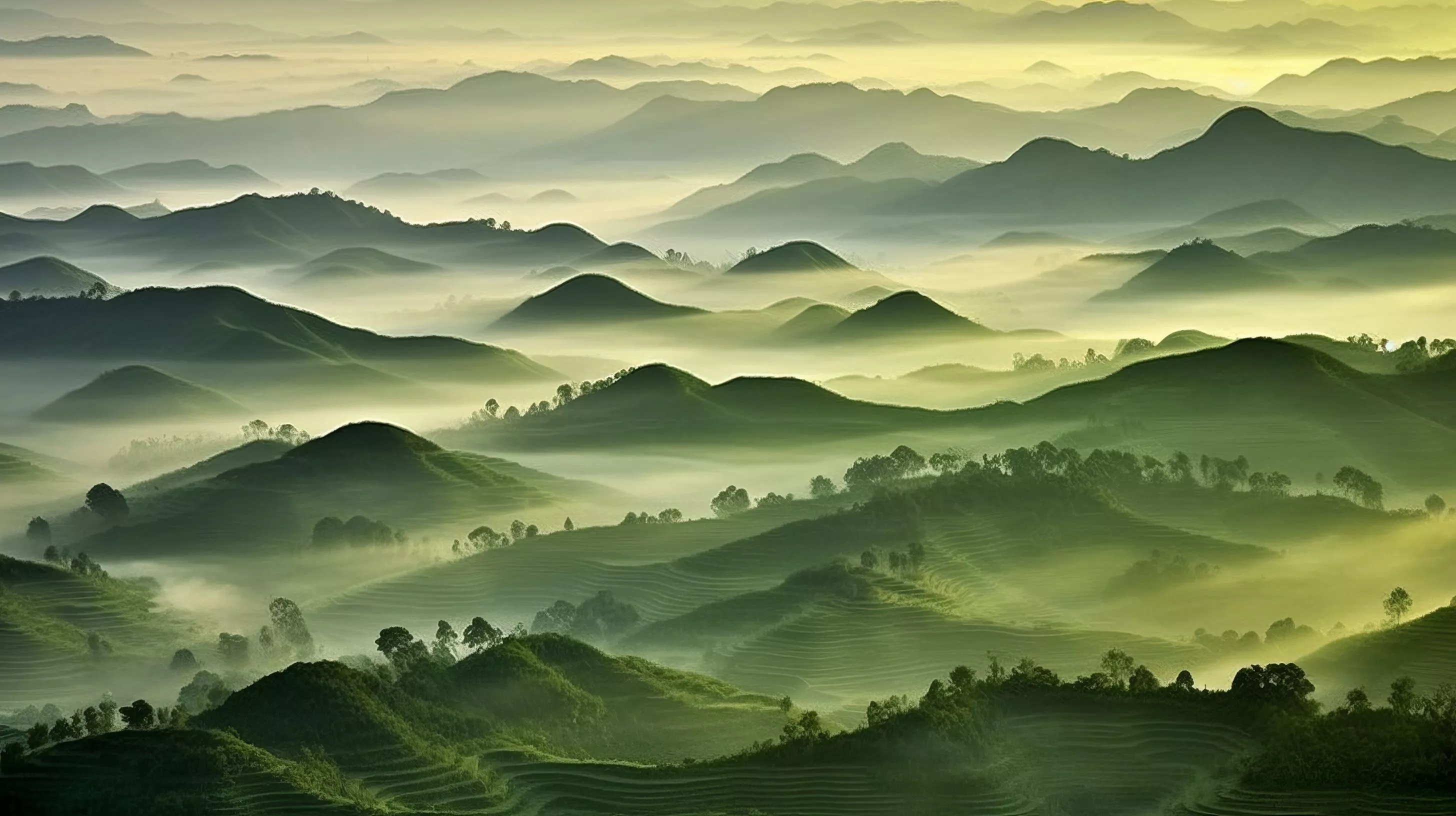 Wallpaper green, landscape, mountains