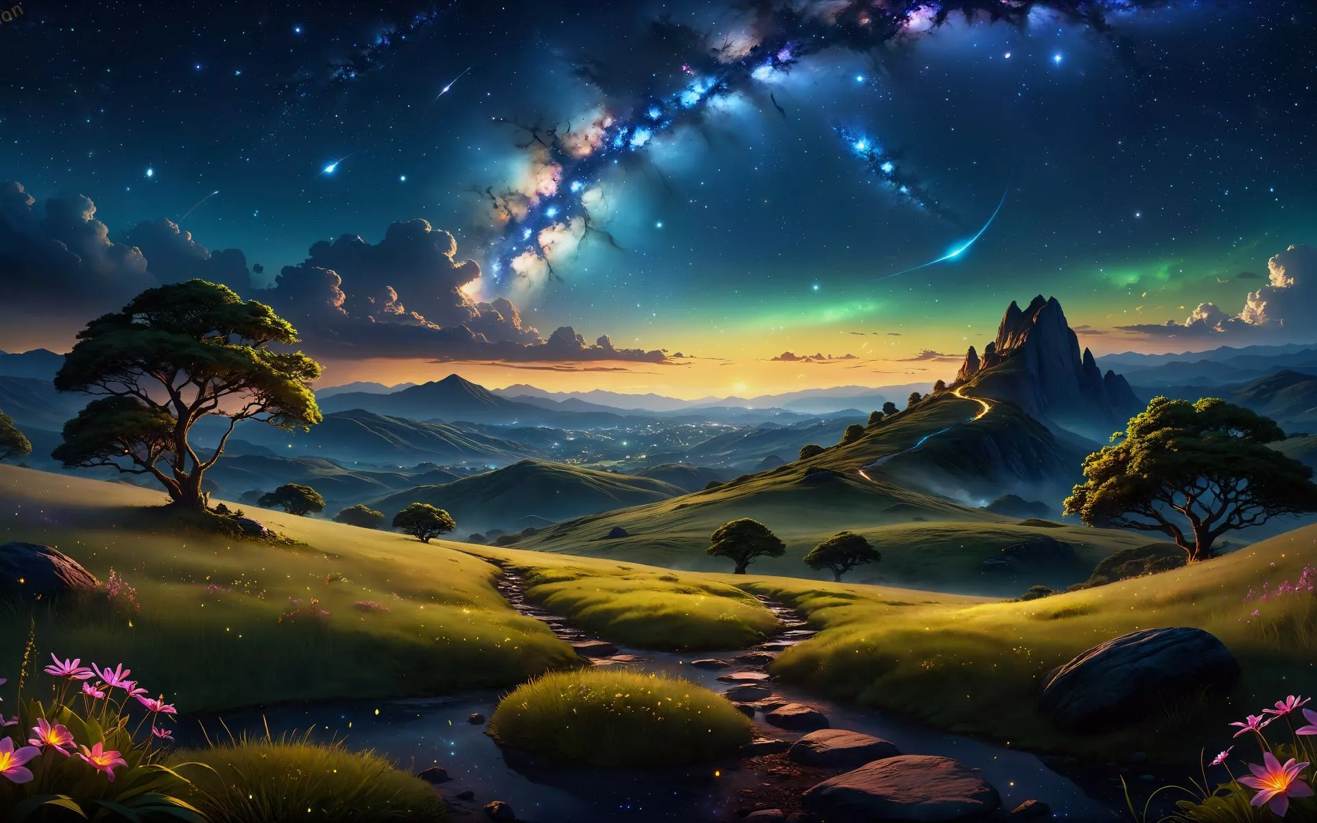 Starry sky Wallpaper 4K, Landscape