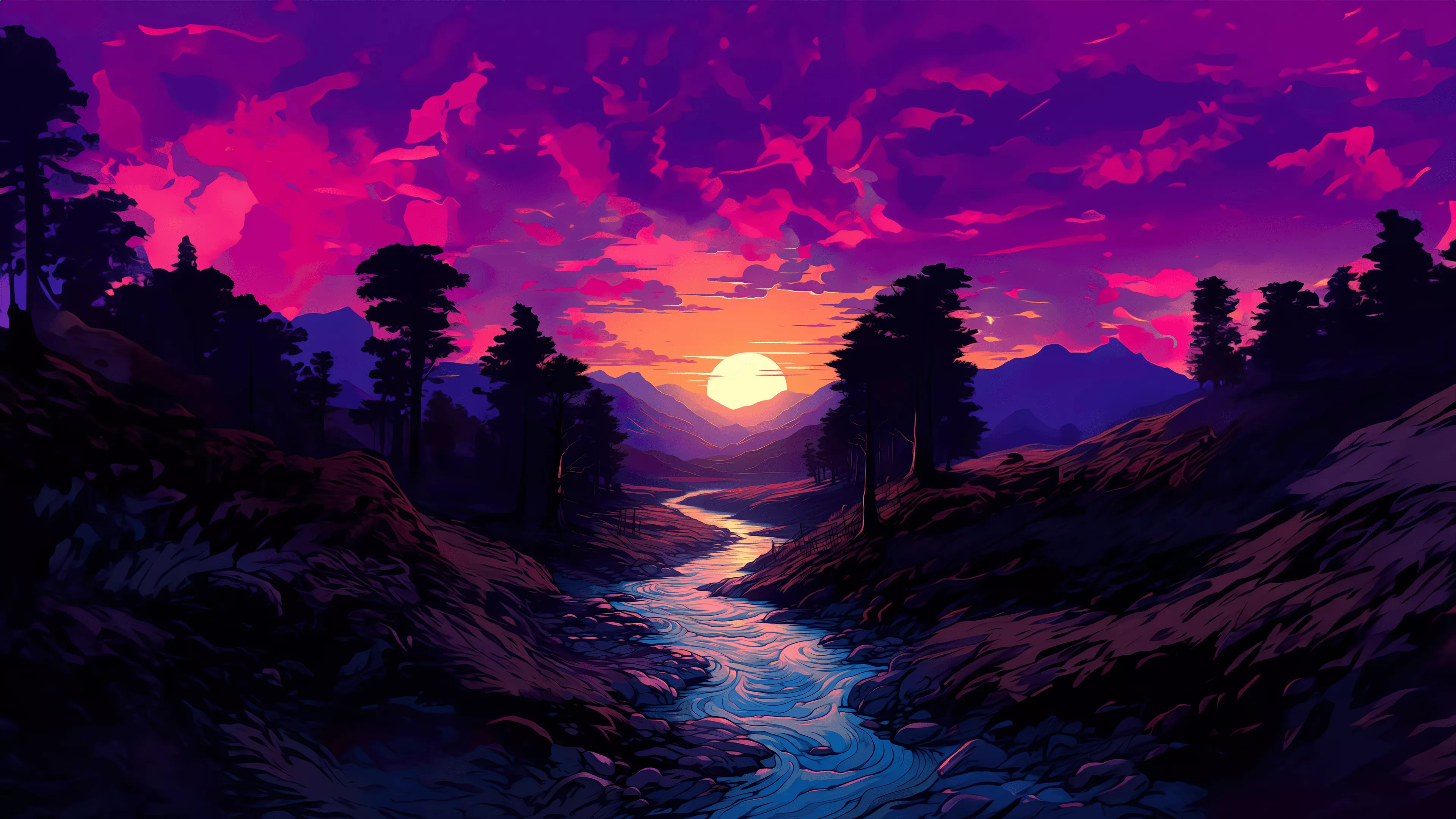 Nature Landscape Sunset Valley
