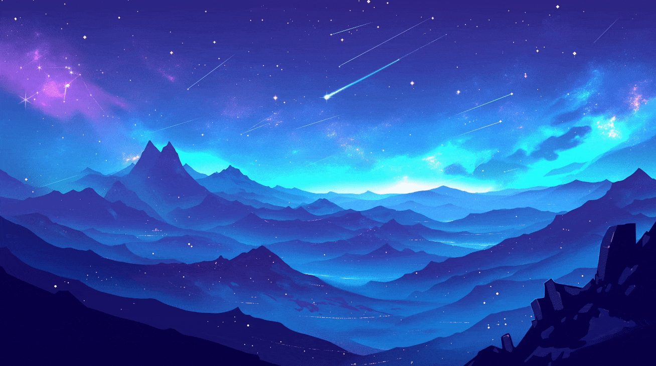 ✨ Starfall Night Sky Mountains