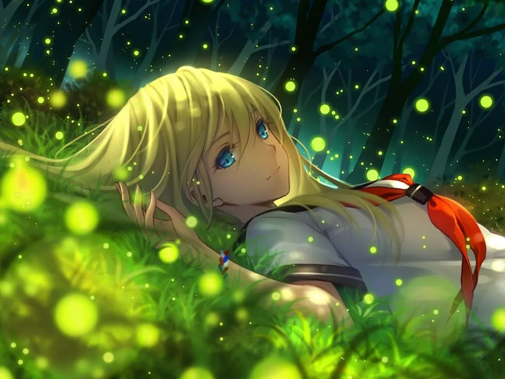 Wallpaper beautiful anime girl, relaxed
