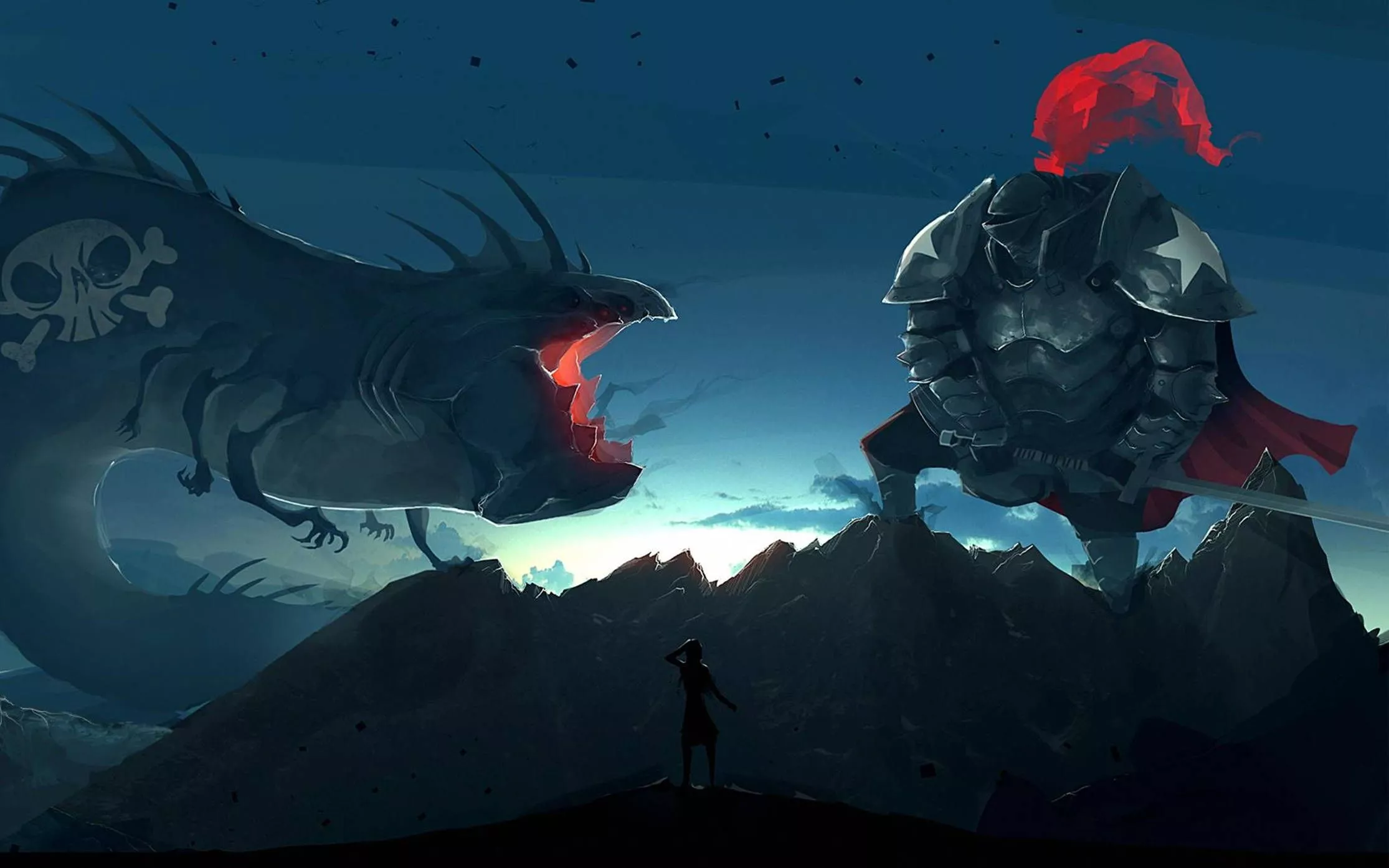 Lo Fi Anime Fighting Soldier And Dragon