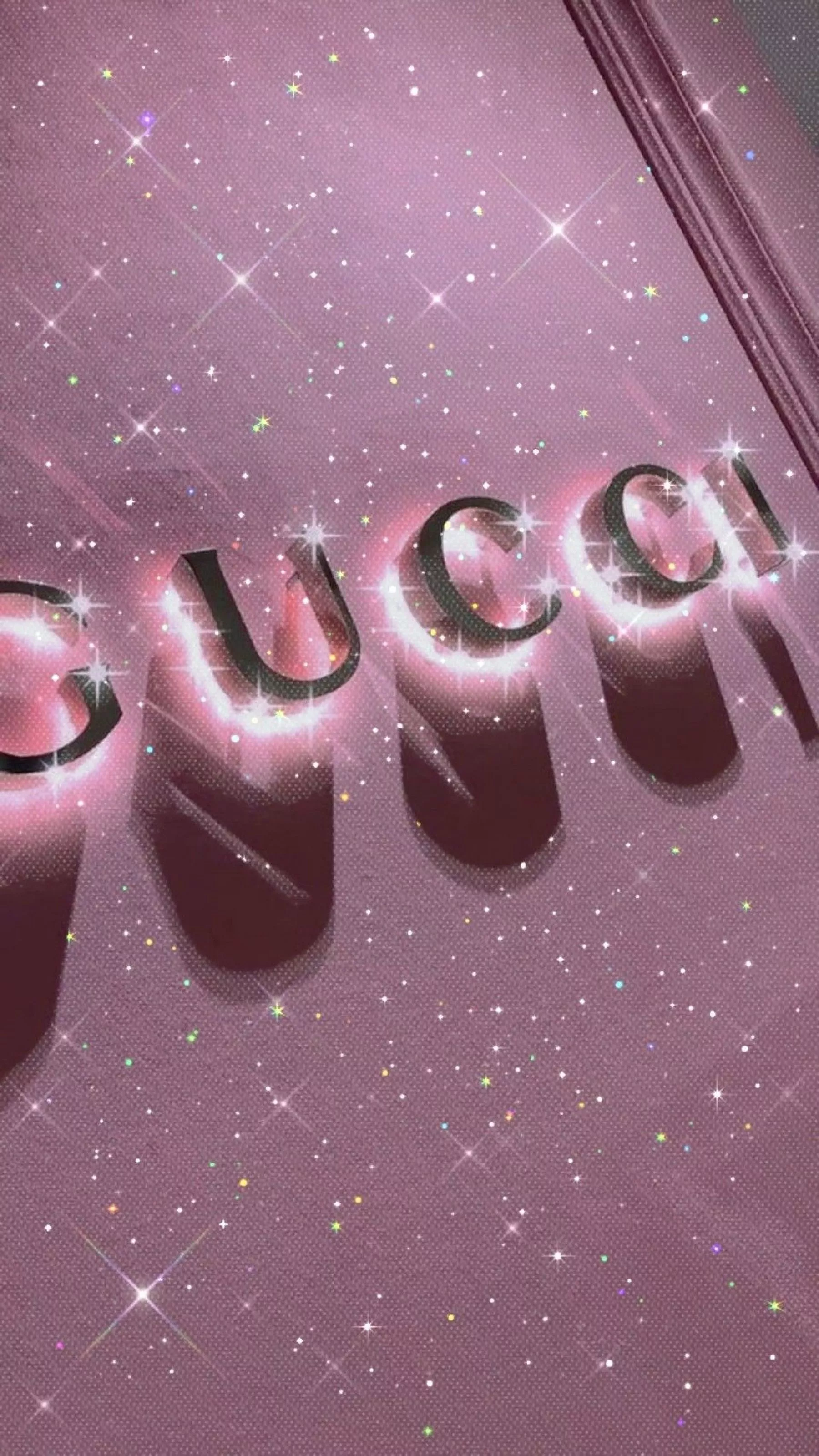 Luxury Brands Gucci Pink Glitter Wallpaper