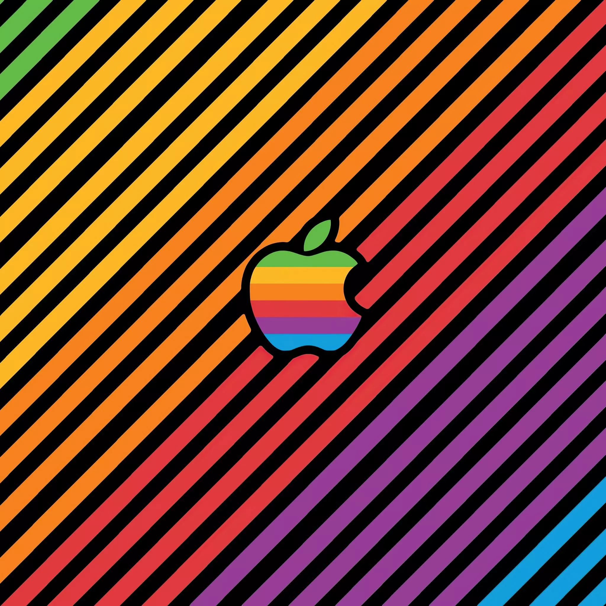 Apple Wallpaper 4K, Multicolor, Stripes