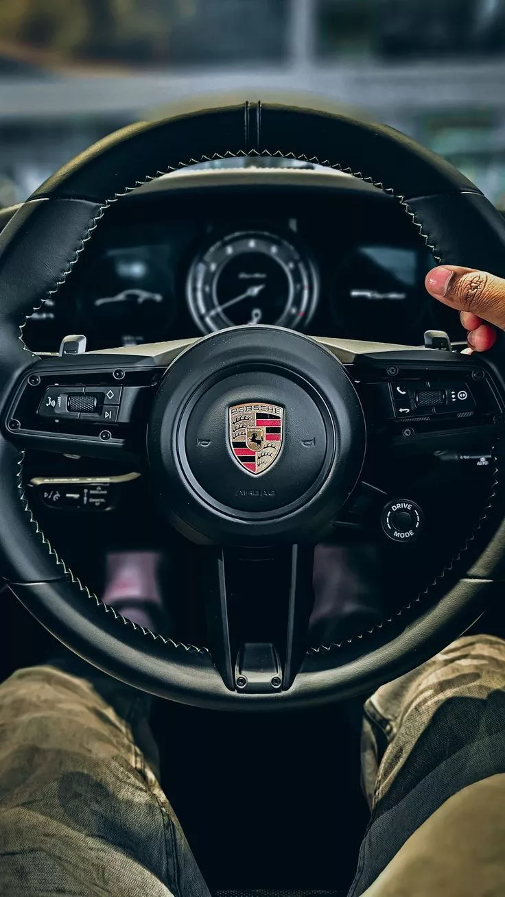 Wallpaper porsche, car, steering wheel