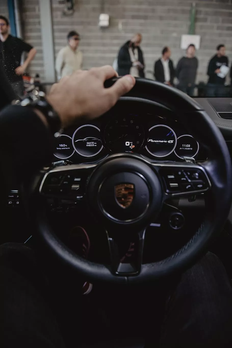 HD wallpaper: black Porsche steering