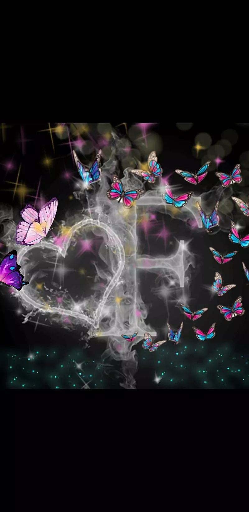 Letter F, smoke, alphabets, black, HD