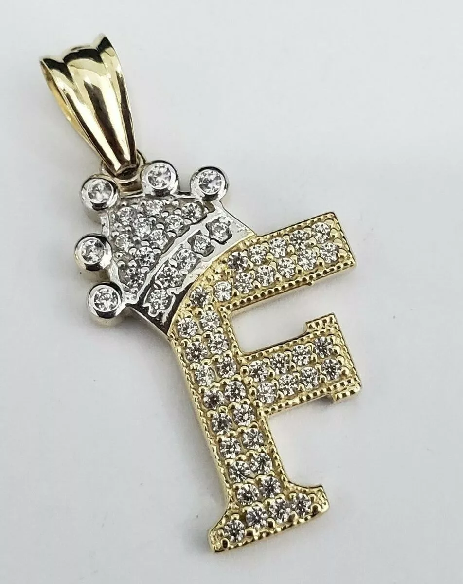 REAL 14k Yellow Gold Crown Initial