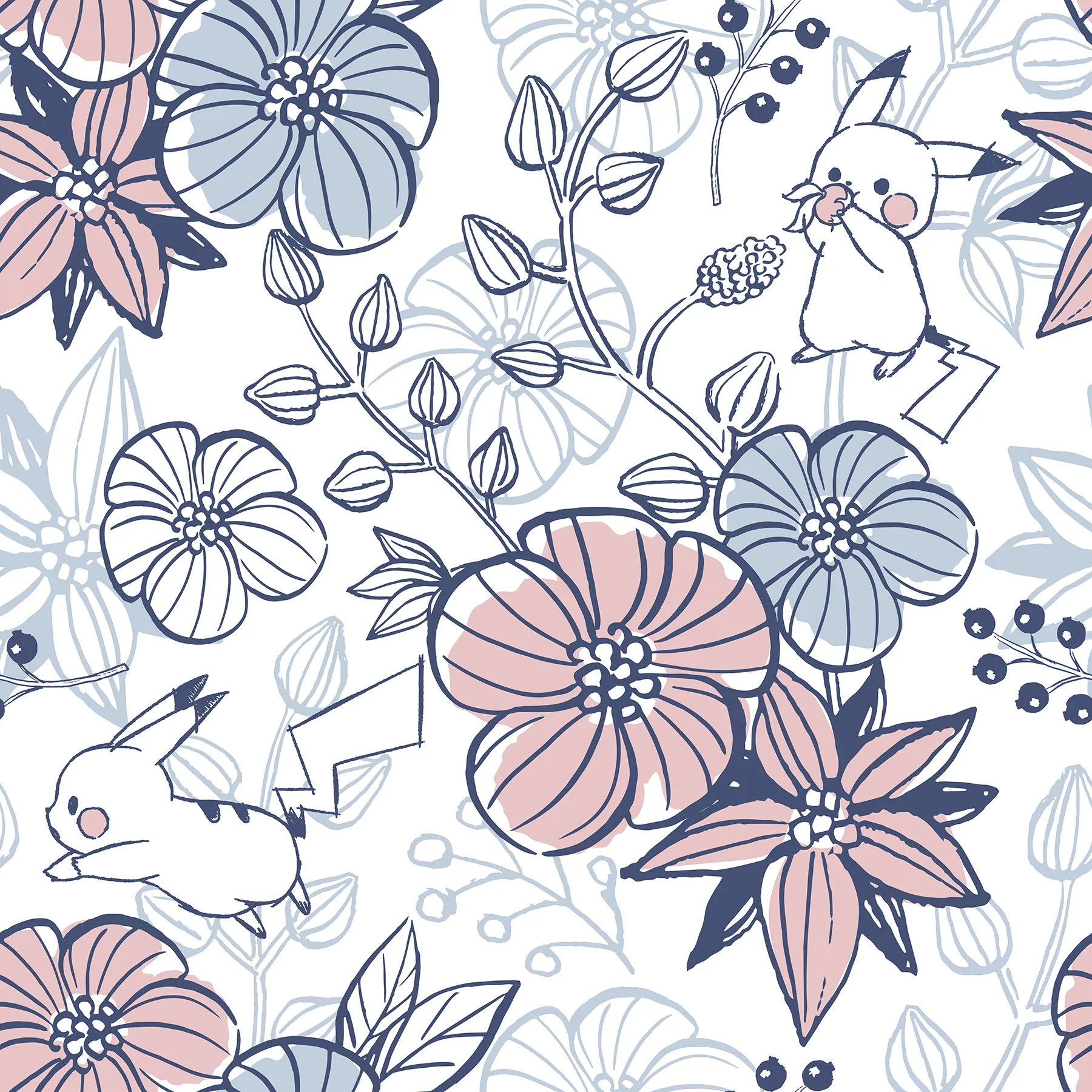 Pikachu Floral Peel & Stick Wallpaper