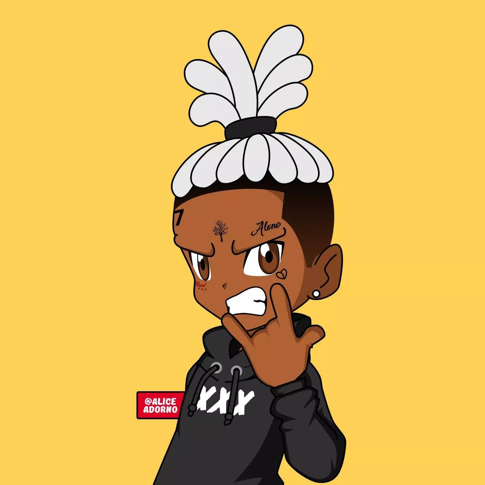 White Hair Xxxtentacion Cartoon
