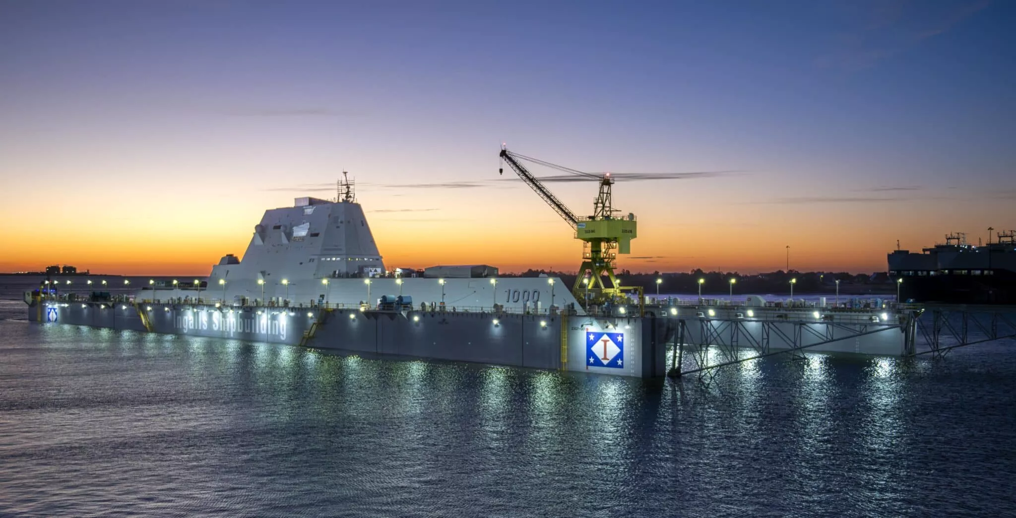 US Navy Destroyer USS Zumwalt Undocked