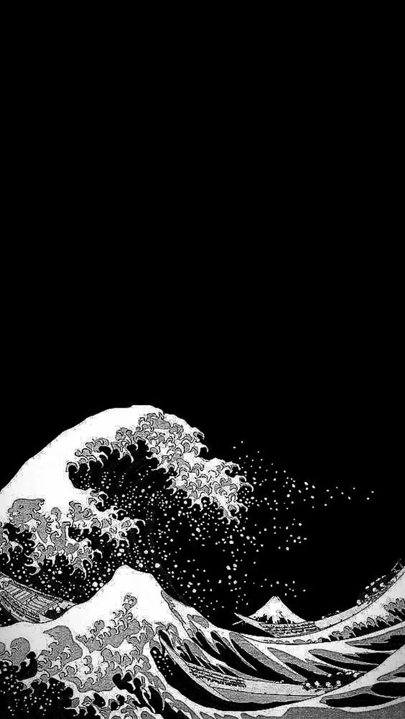 Wave aesthetic, anime, kanagawa, kawaii