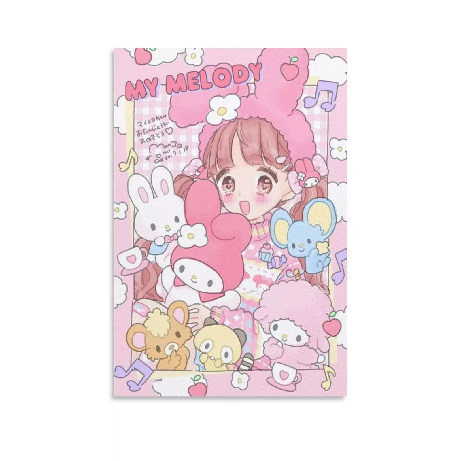 Melody Pink Anime Girl Canvas Poster