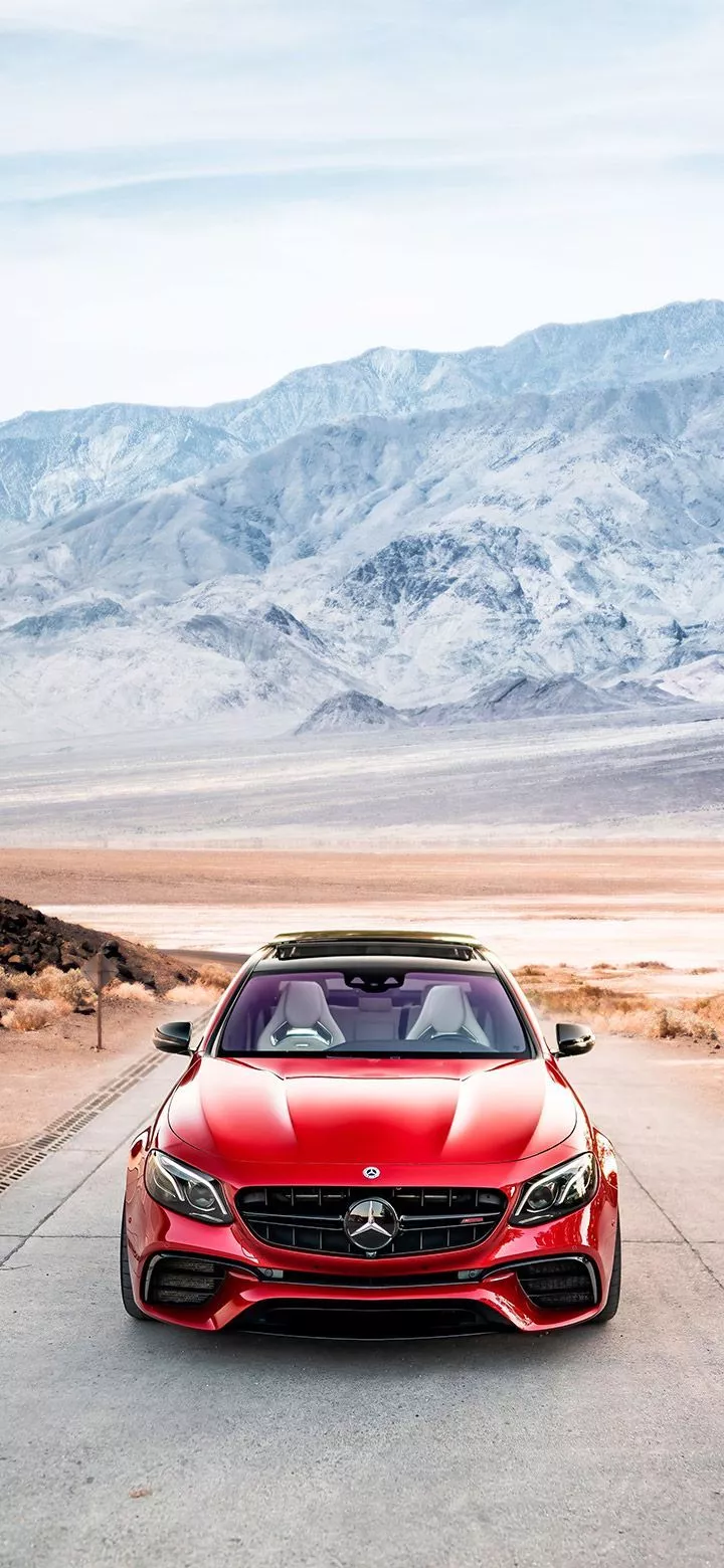 Red Mercedes Parked On The Street