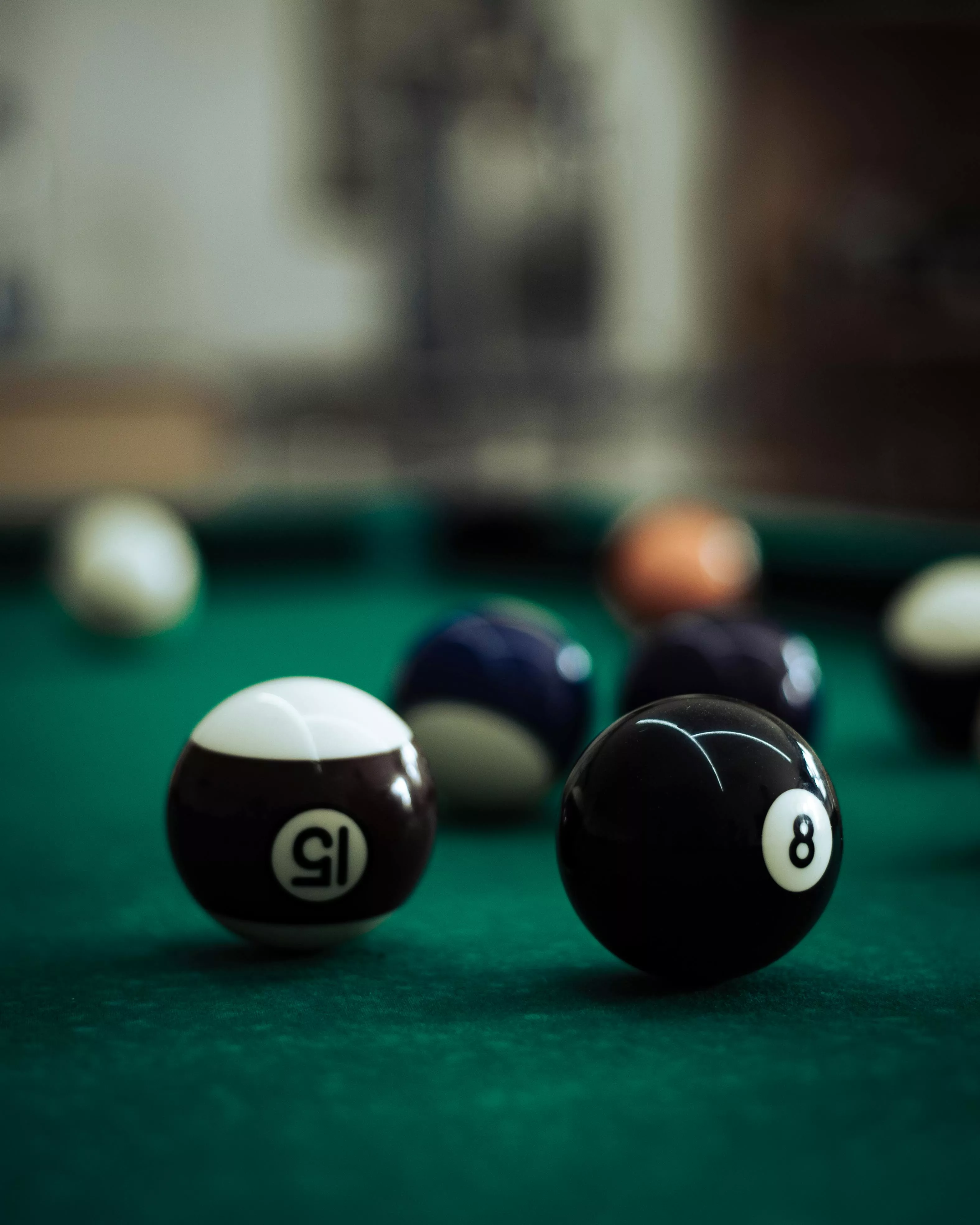 Close Up Shot Of Billiard Balls On Green Surface · Free