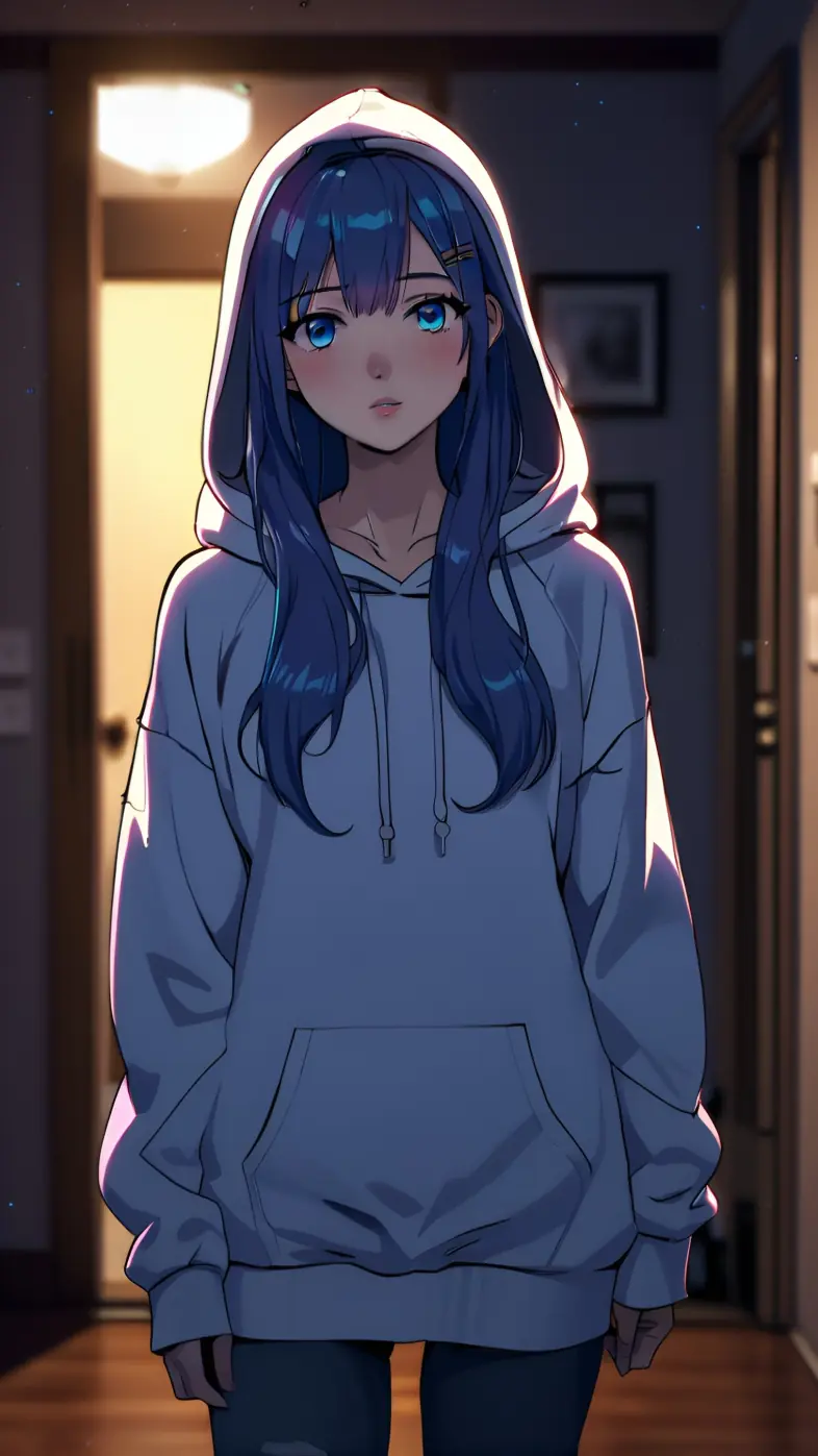 Anime Girl Hood Hoodie Blue Eyes Mobile