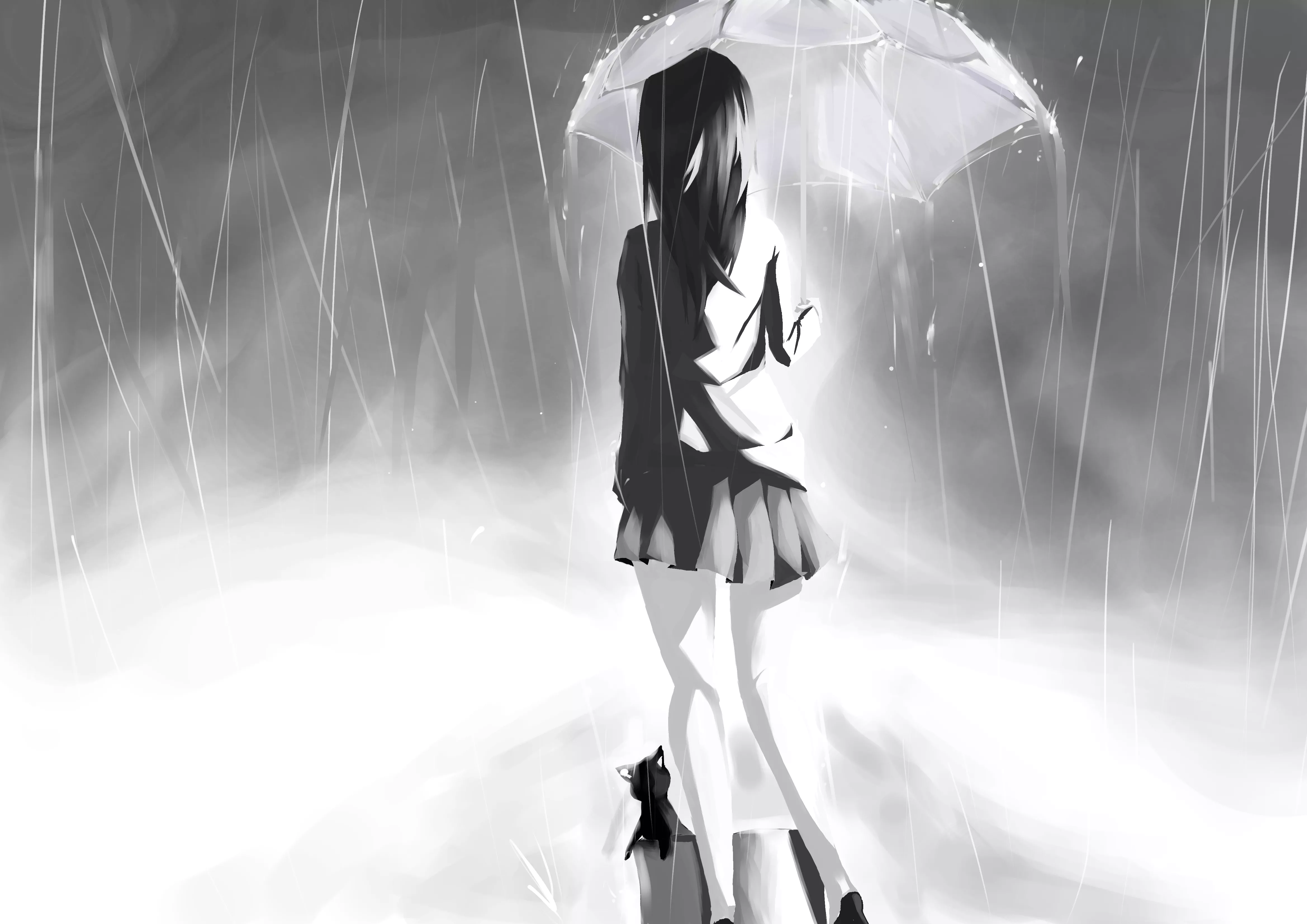 Anime Girl Black And White 4k Wallpapers Wallpaper Cave