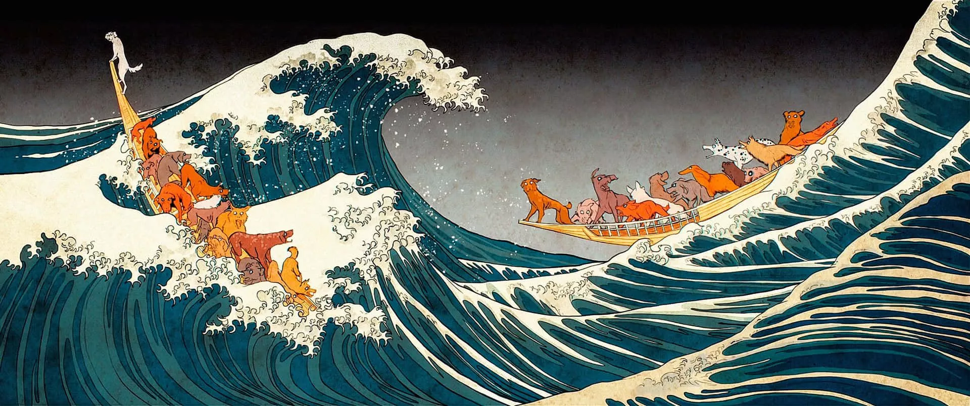 Great Wave Isle Of Dogs Wallpaper