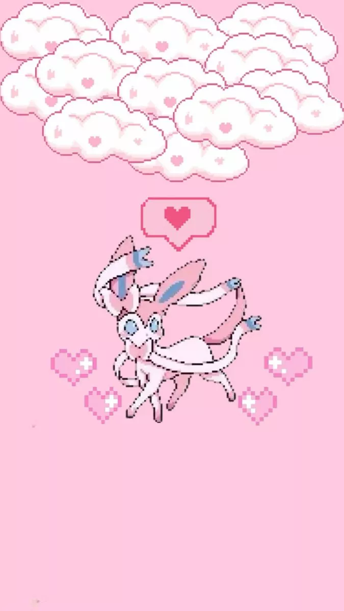 pink sylveon pixel wallpaper. Kawaii