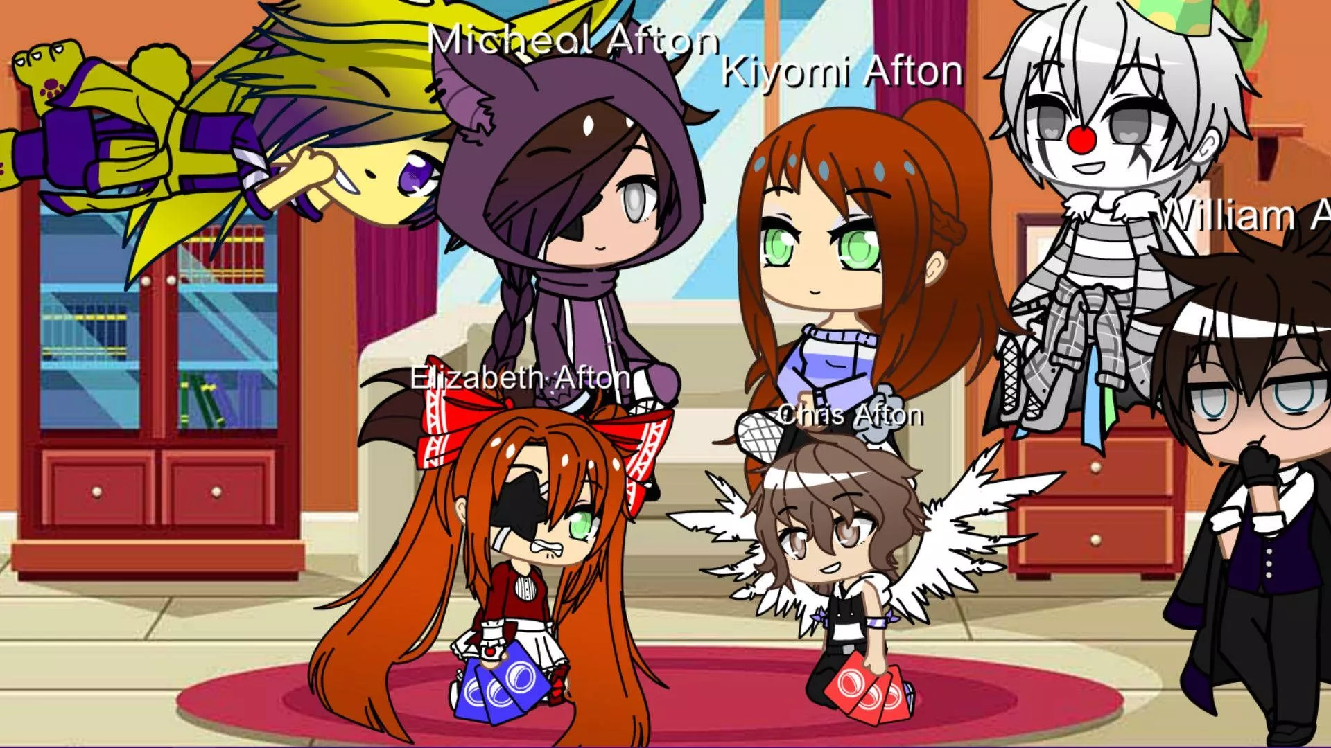 A Group Of Anime Characters In A Room